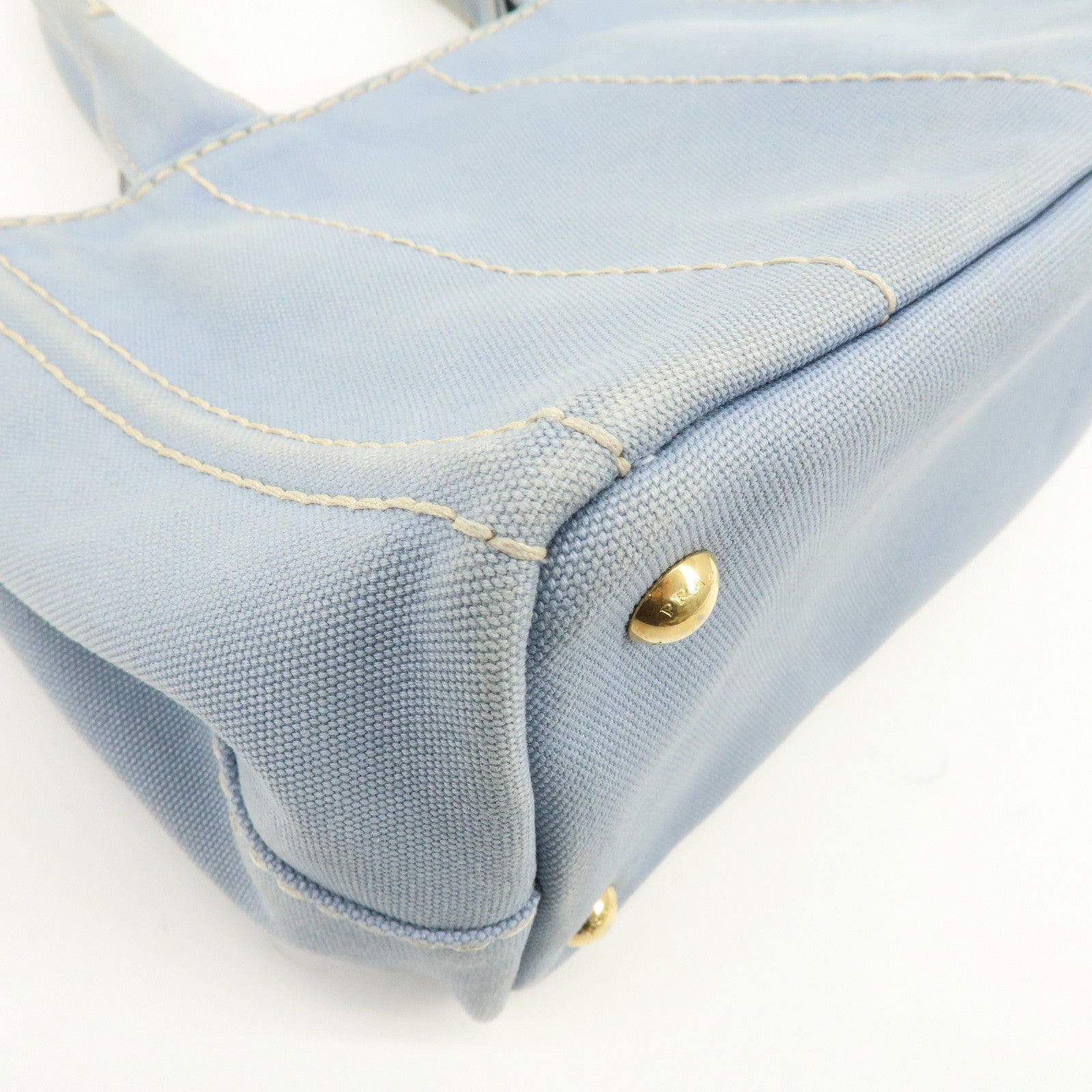 PRADA Canapa Mini Canvas 2Way Bag Hand Bag Light Blue 1BG439