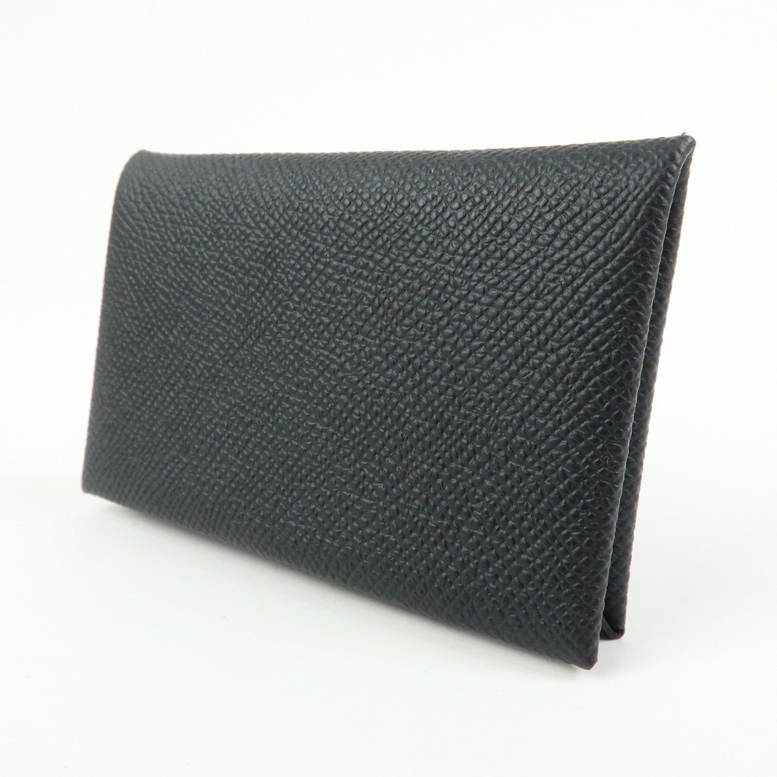 HERMES CALVI Duo Veau Epsom Card Case Card Holder W Stamped Black