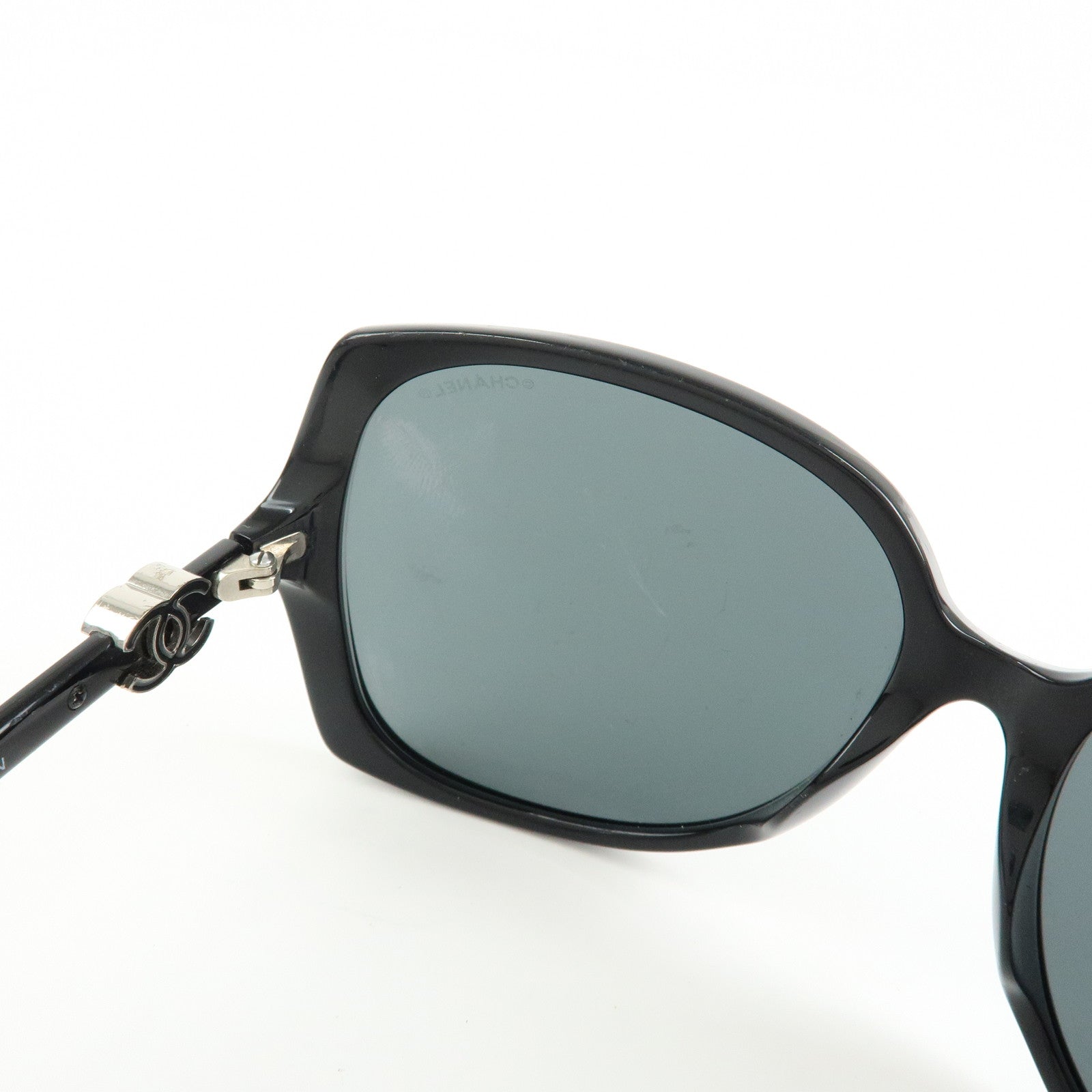 CHANEL COCO Mark Plastic Sunglasses 61□16 Black 5216-A