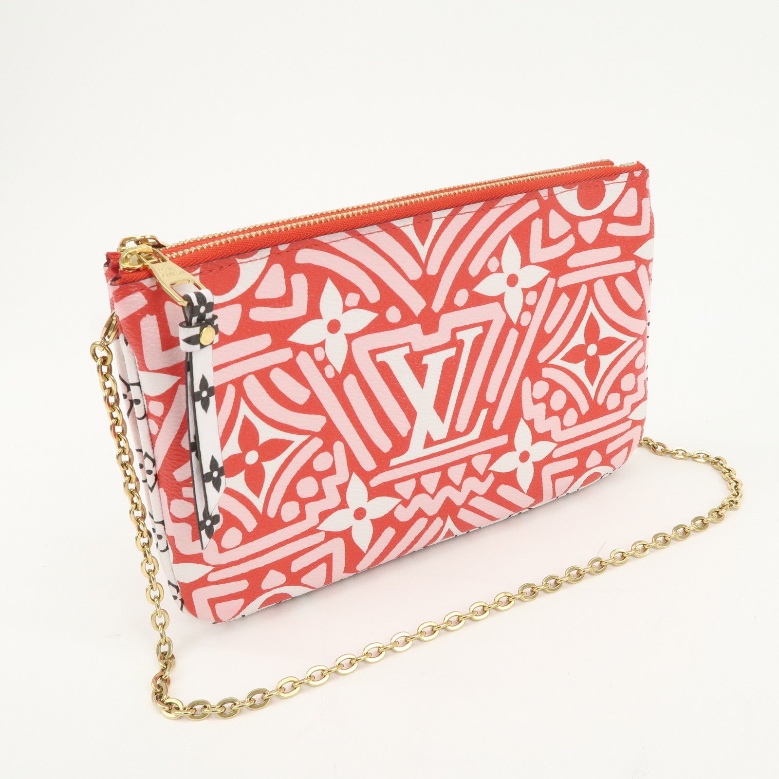 Louis Vuitton Monogram LV Crafty Pochette Double Zip Bag Red M69488