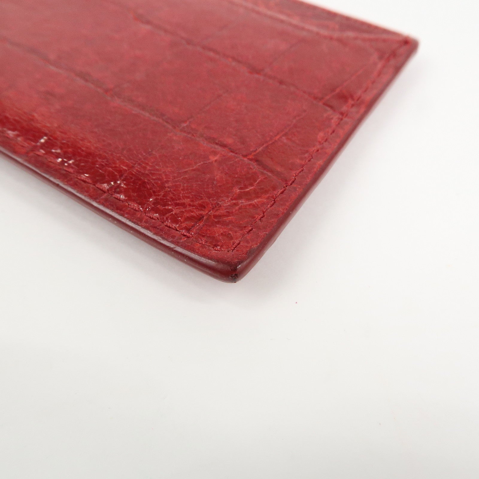 MIU MIU Logo Leather Card Case Card Holder Red