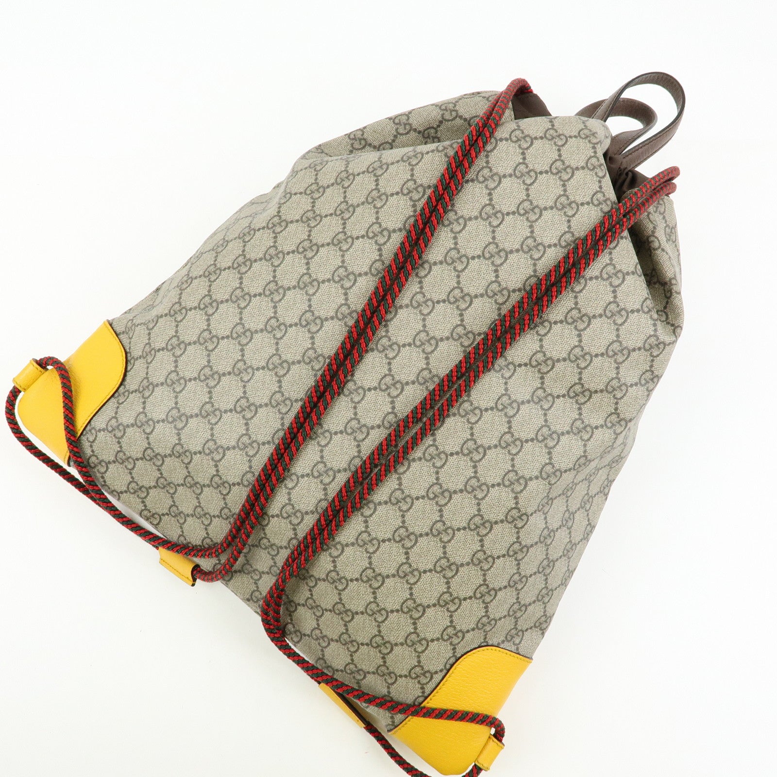 GUCCI GG Supreme PVC Leather Backpack Beige Yellow Brown 473872