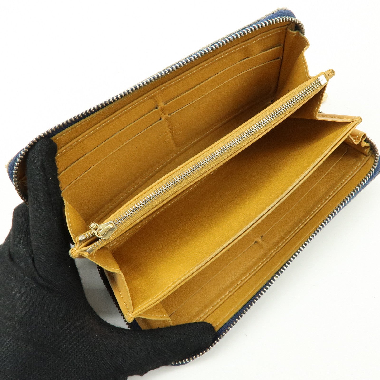 Louis Vuitton Monogram Denim Zippy Wallet Long Wallet Blue M95341