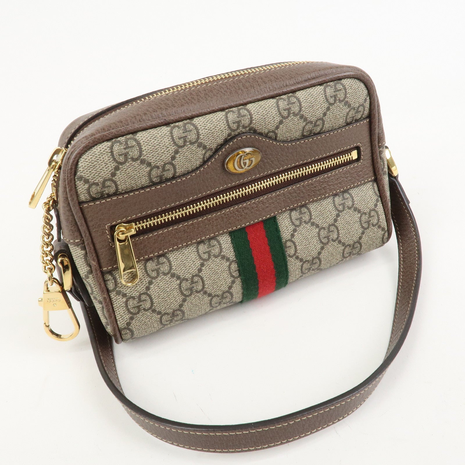 GUCCI Ophidia Sherry GG Supreme PVC Shoulder Bag Beige