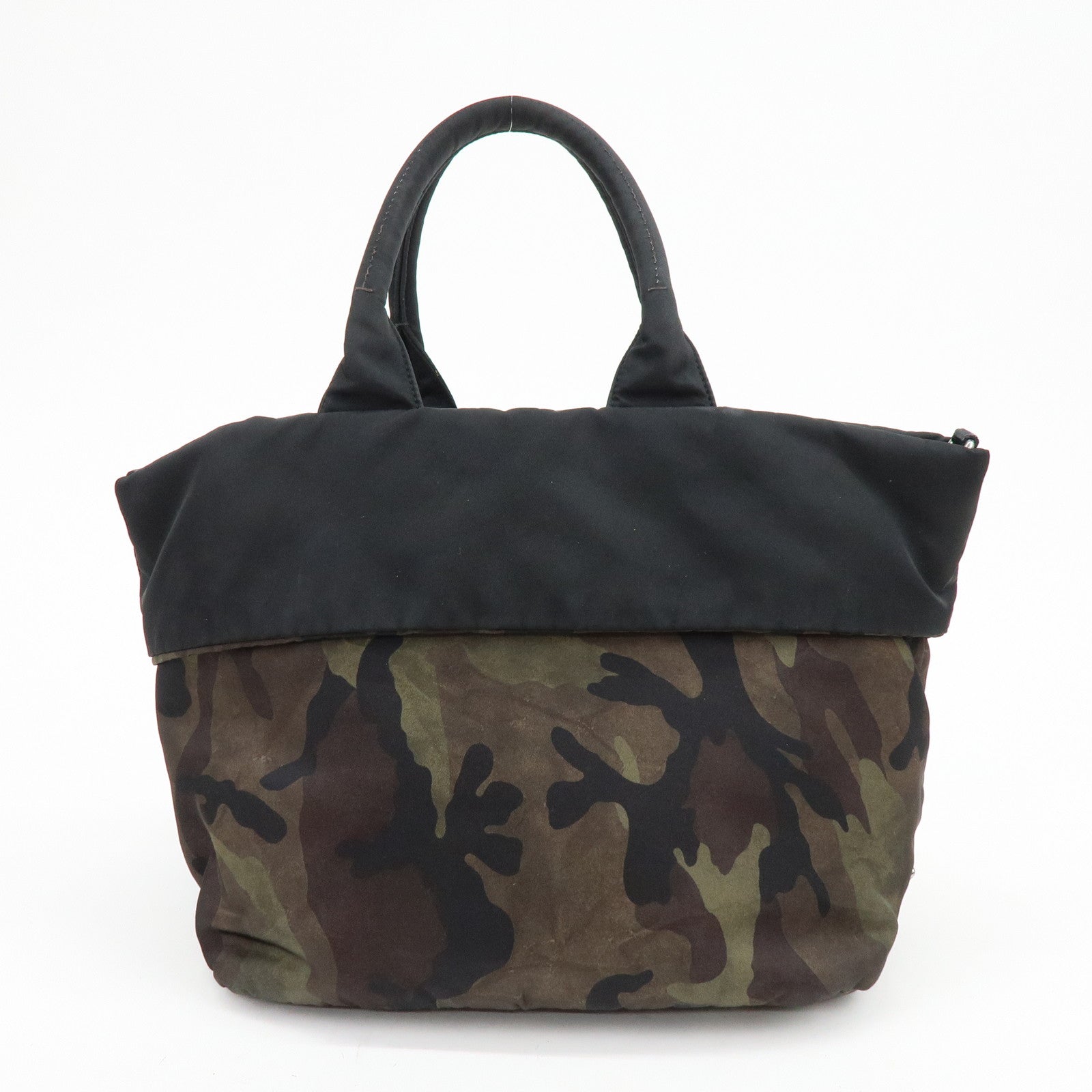 PRADA Triangle Logo Nylon Leather Camouflage Reversible 2Way Bag