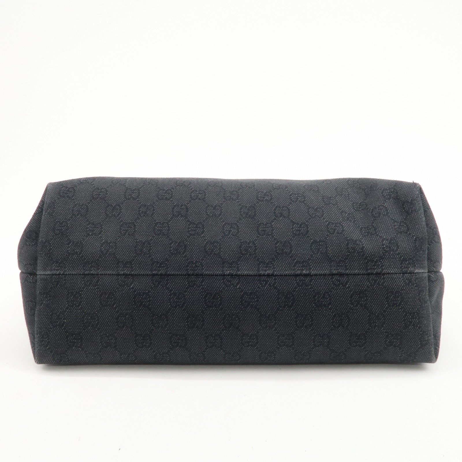 GUCCI Bamboo GG Canvas Leather Tote Bag Tassel Black 354665