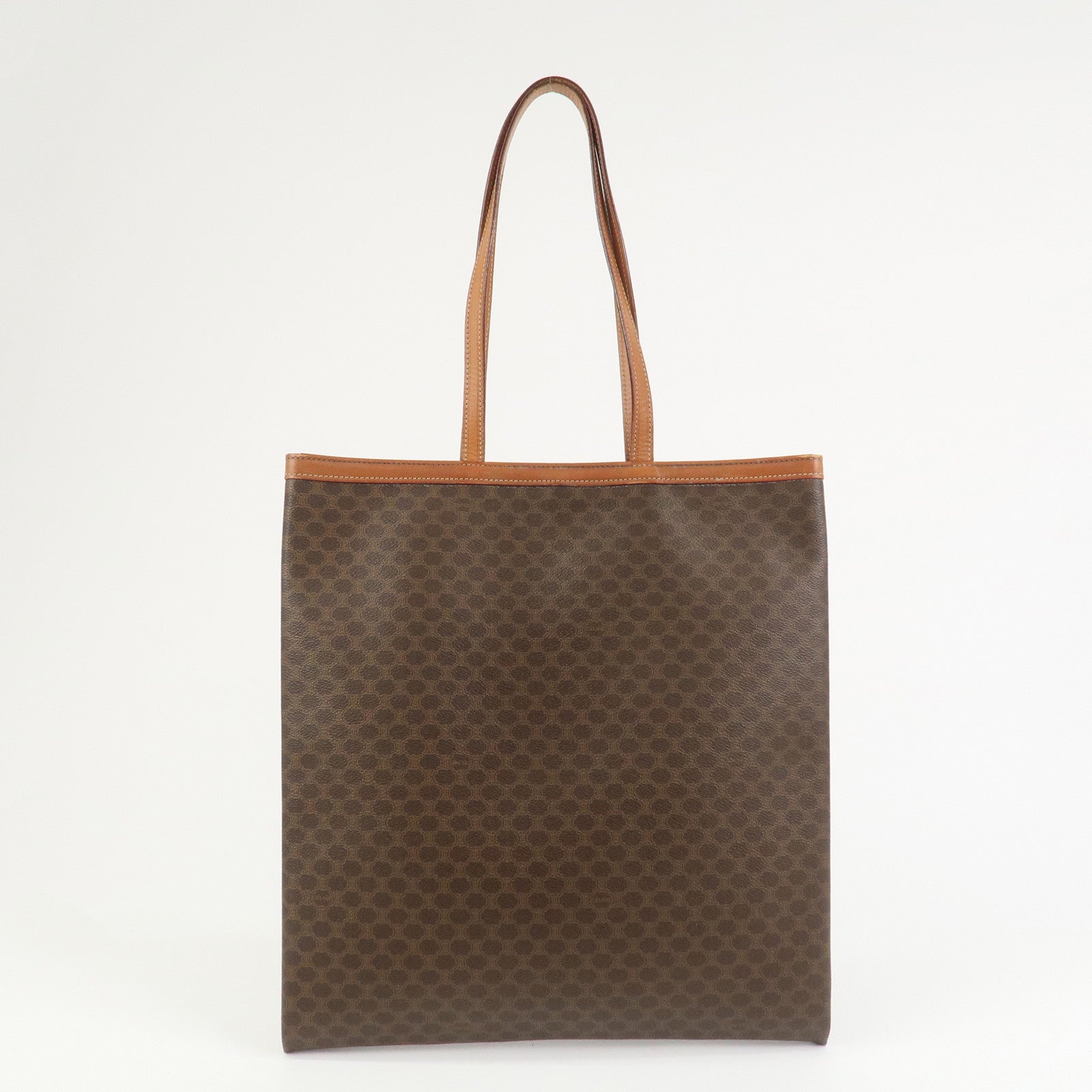 CELINE Macadam PVC Canvas Leather Tote Bag Shoulder Bag Brown