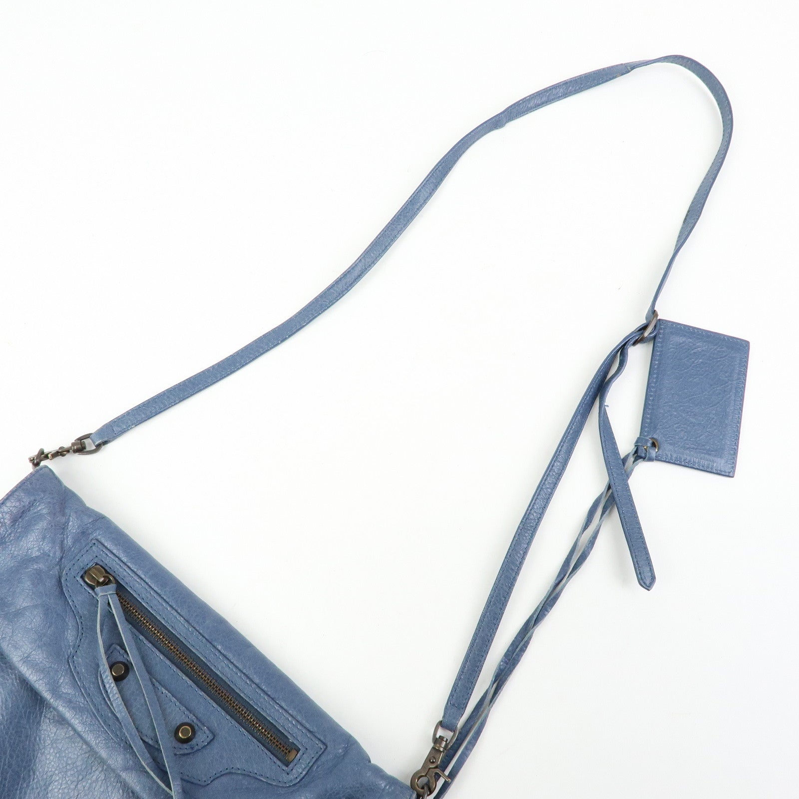 BALENCIAGA Classic Envelope Leather 2Way Shoulder Bag Blue 319376