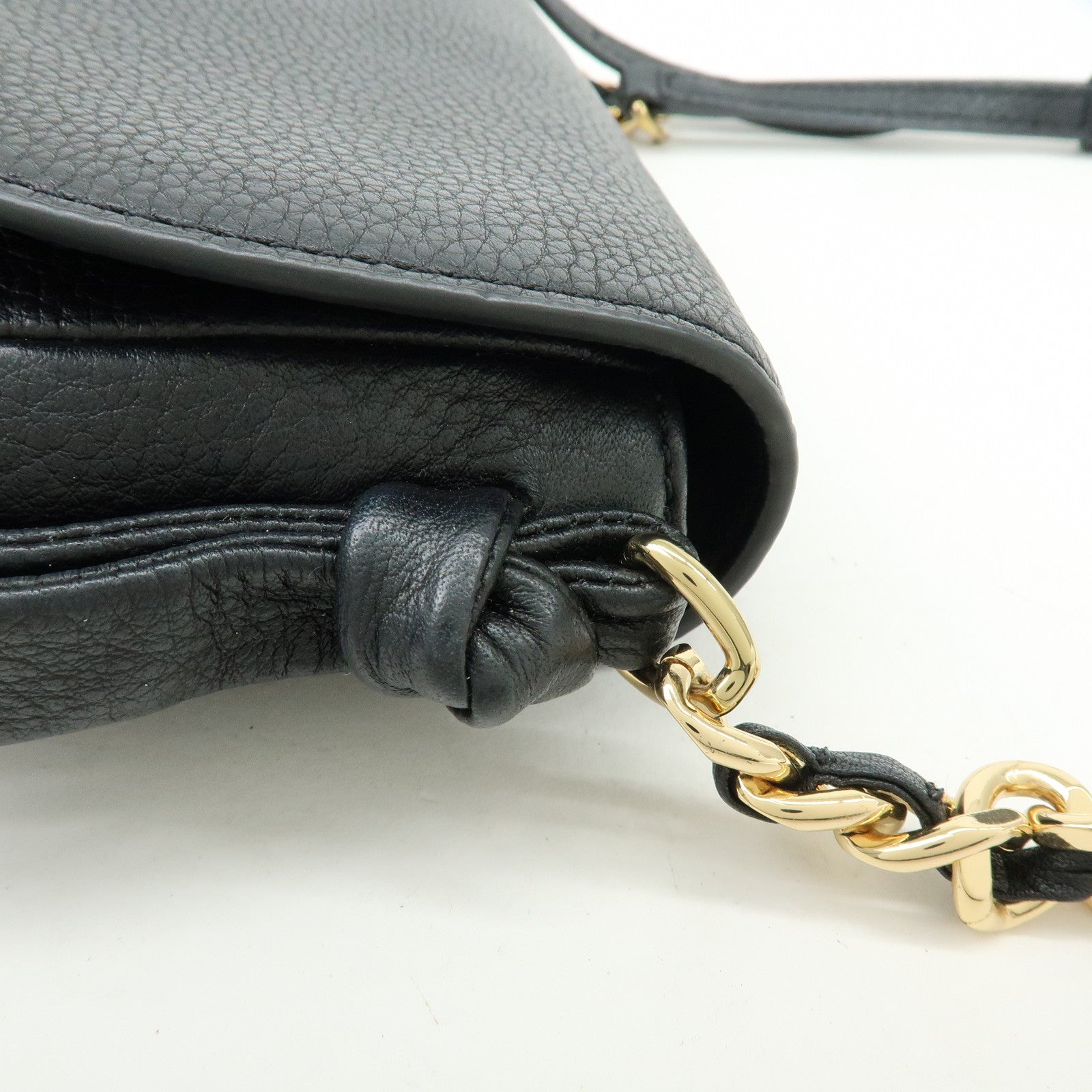 TORY BURCH Logo Leather Shoulder Bag Crossbody Bag Black