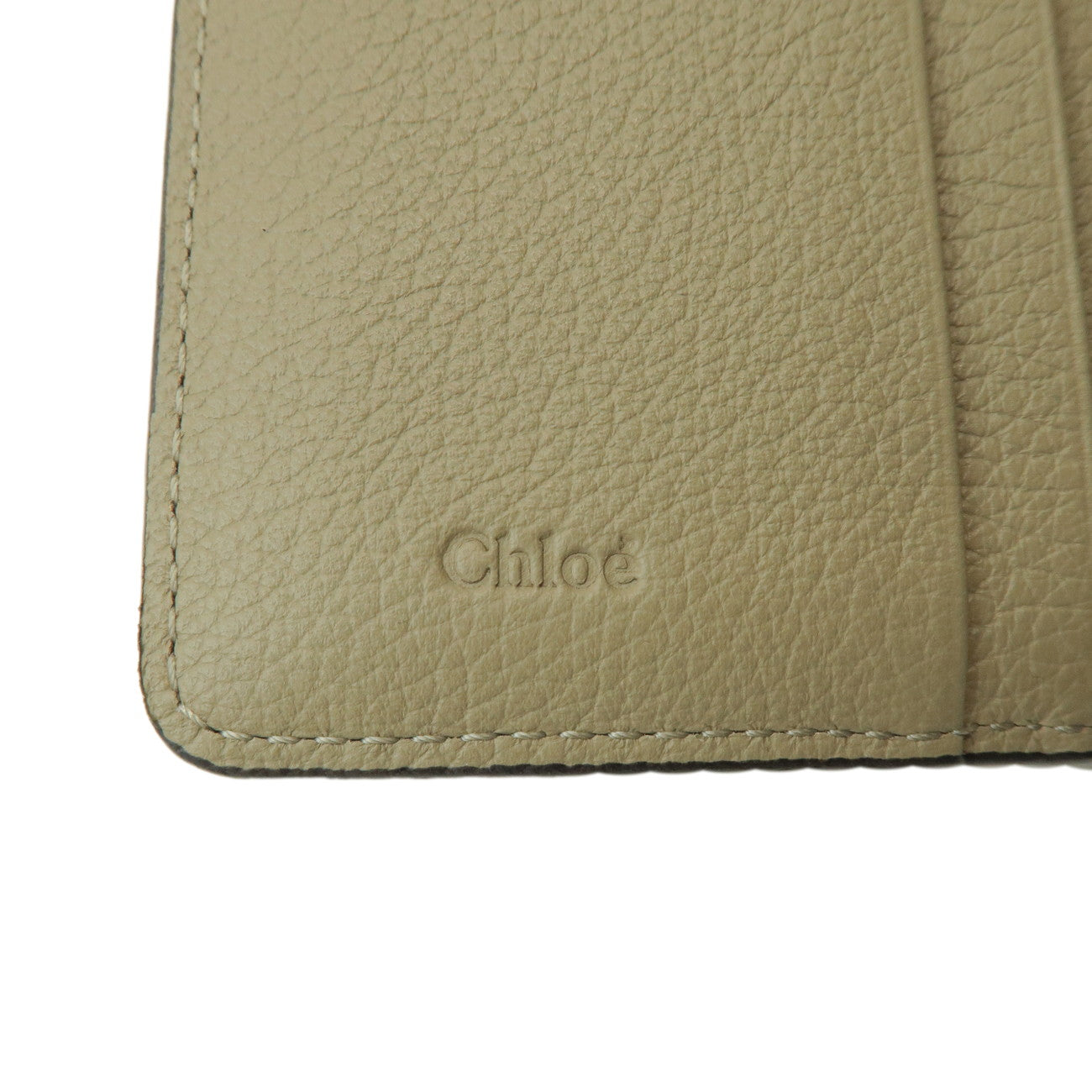 Chloe Leather Small Tri-fold C-charm Compact Wallet Khaki