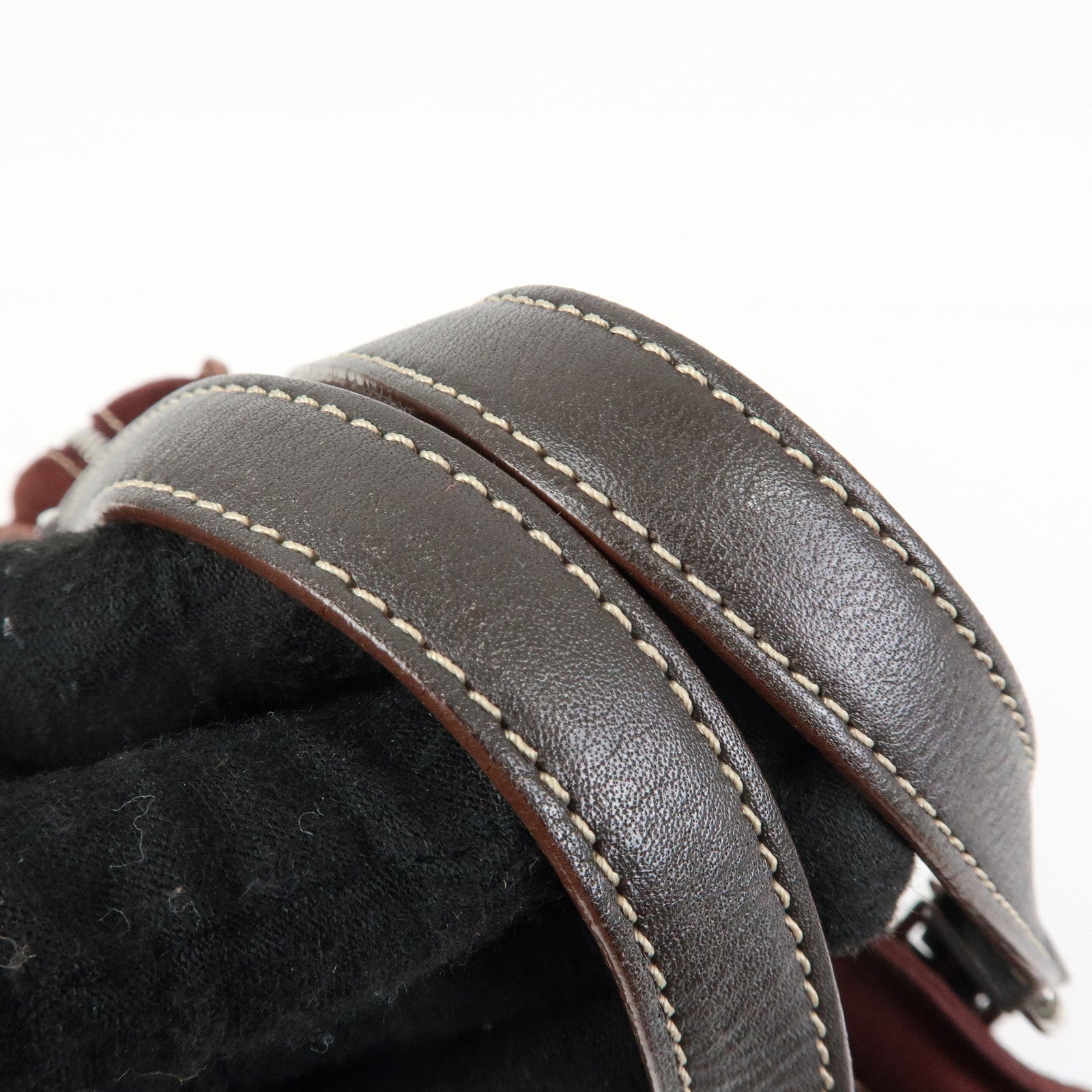 LOEWE Anagram Suede Leather Studs Hand Bag Bordeaux