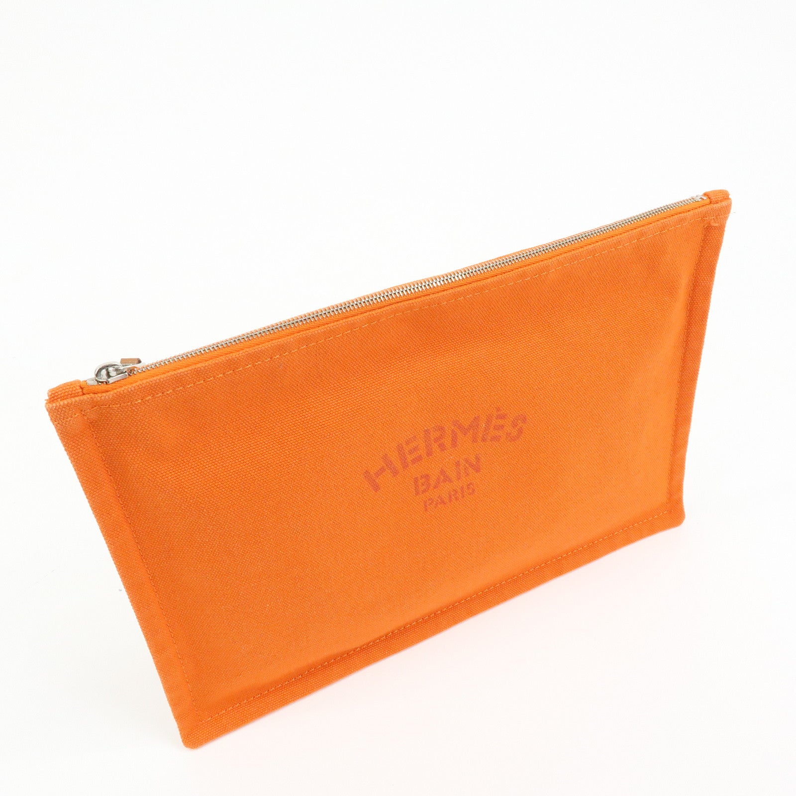 HERMES Yachting GM Canvas Flat Pouch Cosmetic Pouch Orange