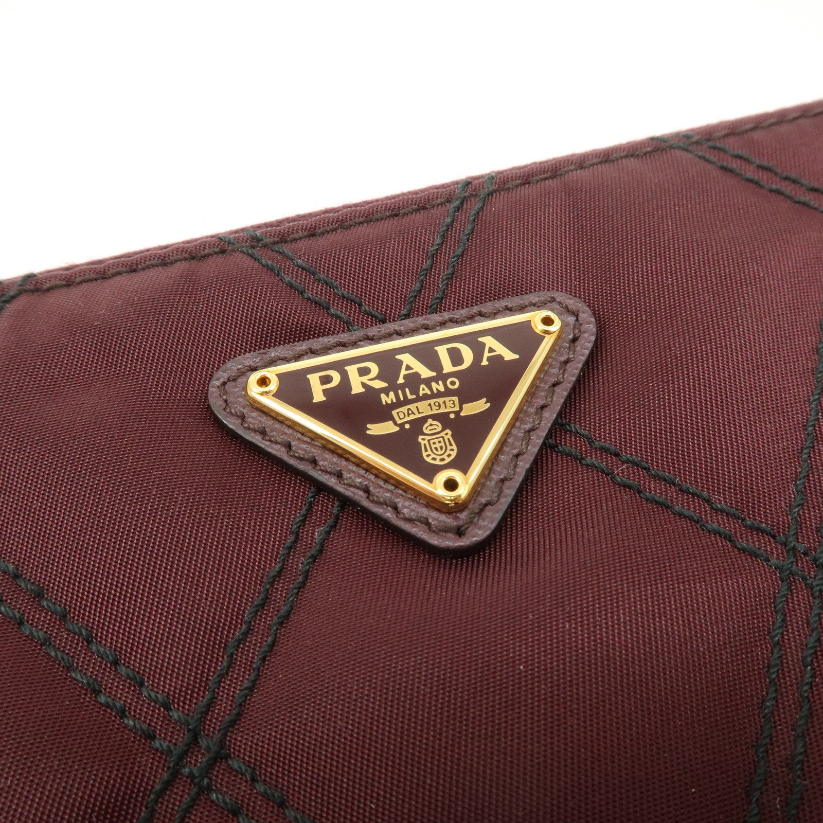 PRADA Logo TESSUTO IMPUNTU Nylon Leather Hand Bag Bordeaux 1NH545