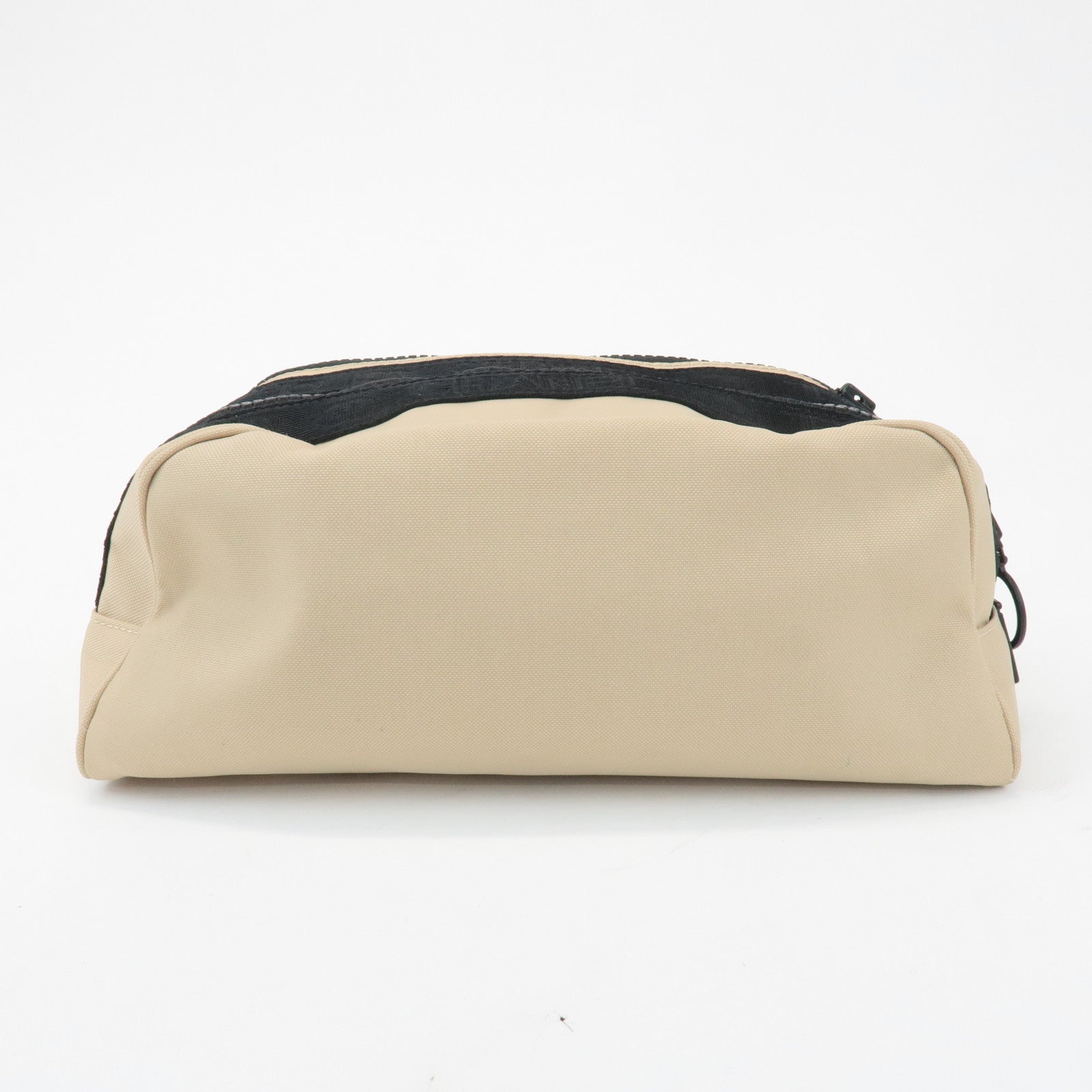 CHANEL Sports Line Nylon Leather Pouch Beige Black