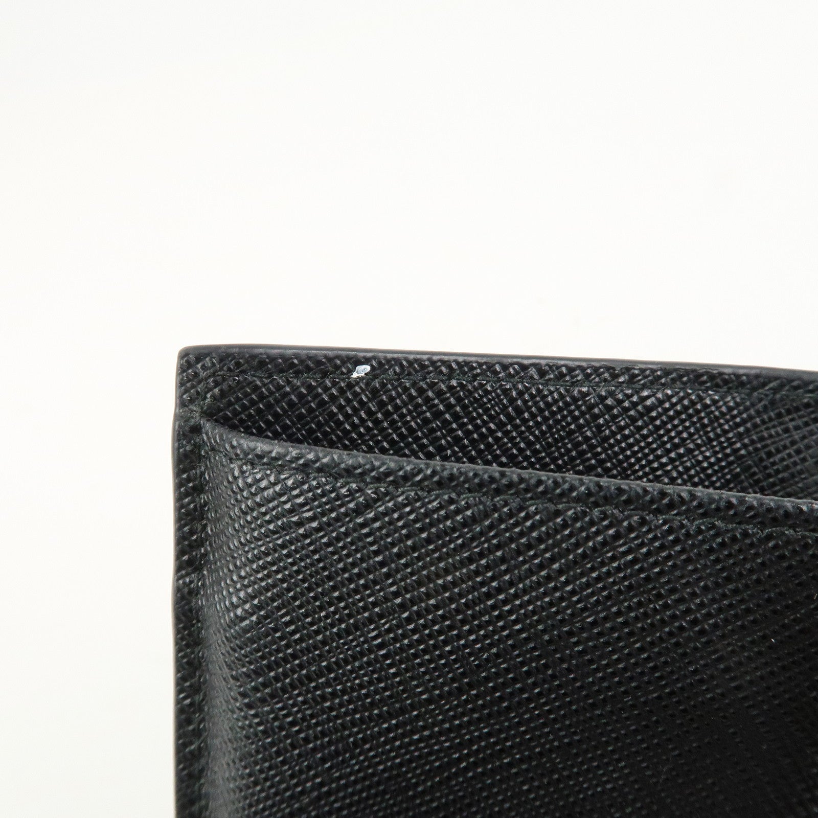 PRADA Triangle Logo Saffiano Leather Tri-fold Wallet Black 1MH021