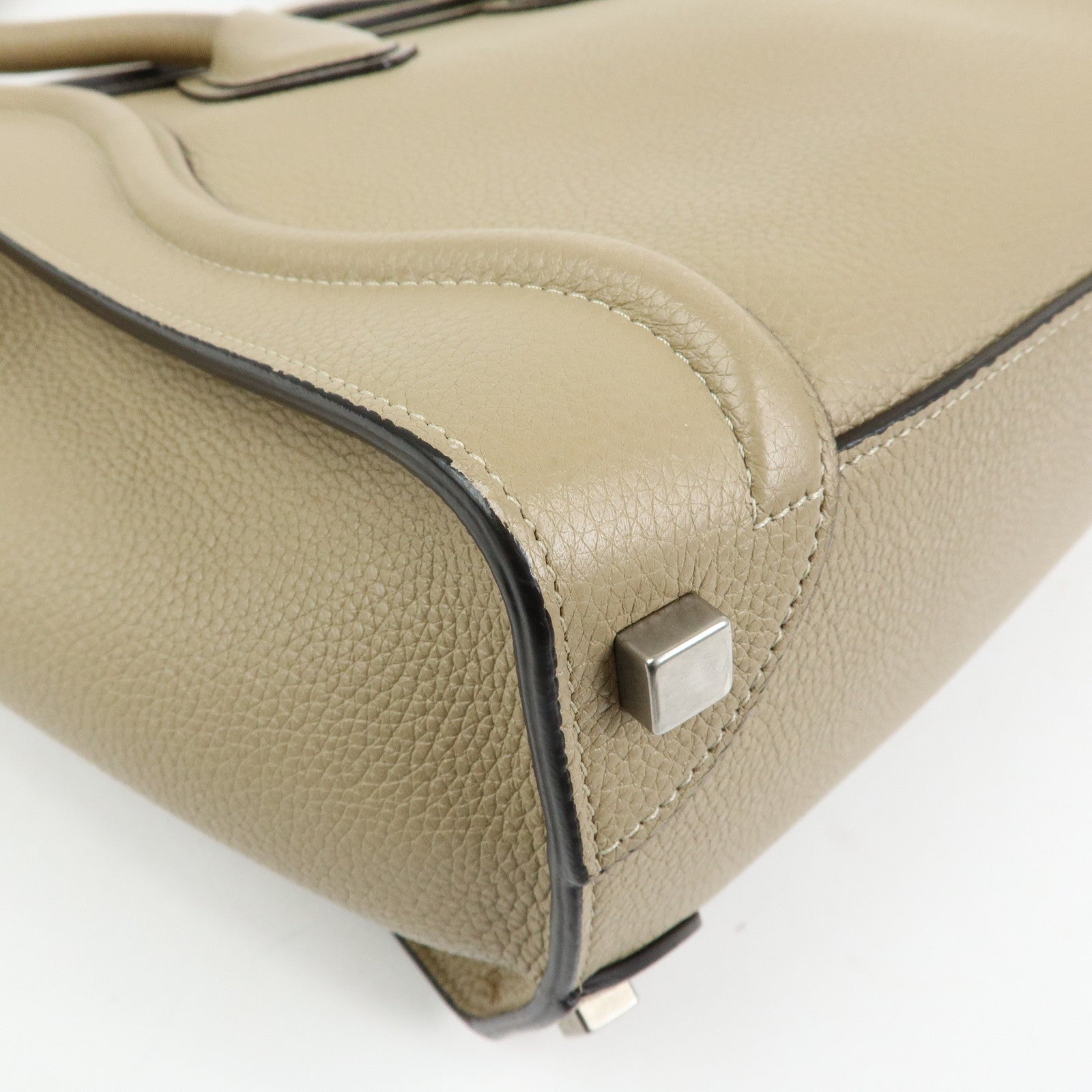 CELINE Luggage Calf Leather Tote Bag Hand Bag Beige