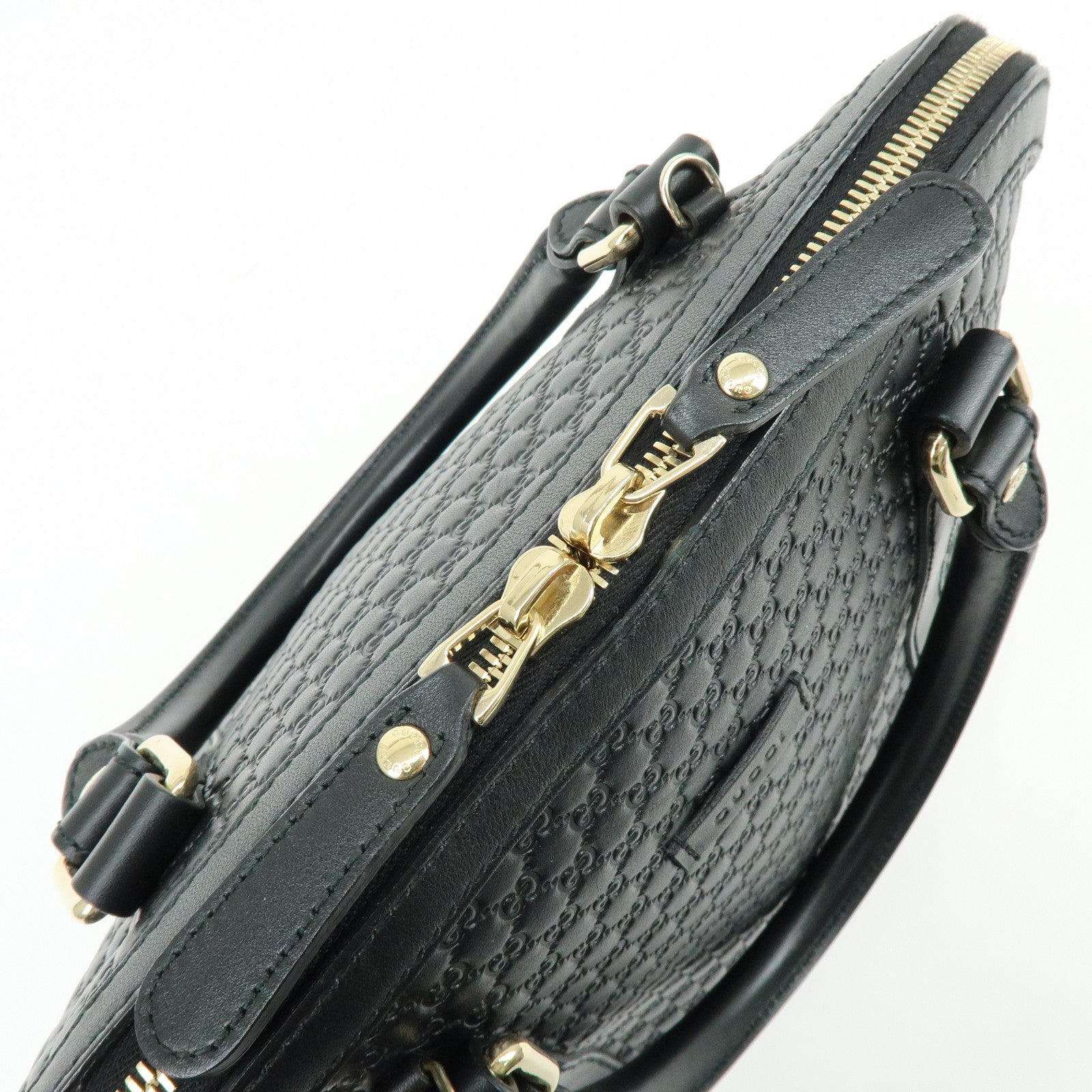 GUCCI Micro Guccissima Leather 2WAY Hand Shoulder Bag Black 449663