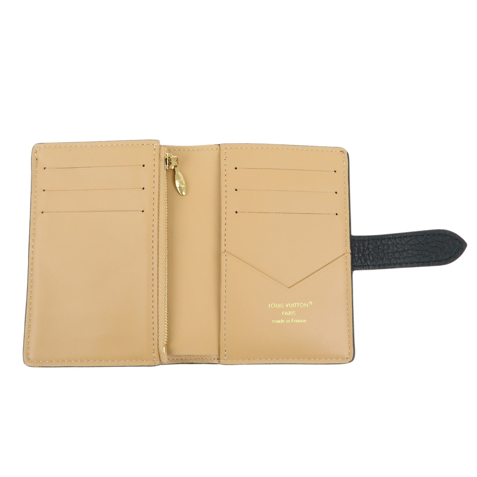 Louis Vuitton Taurillon Leather Vertical Compact Wallet Noir M81561