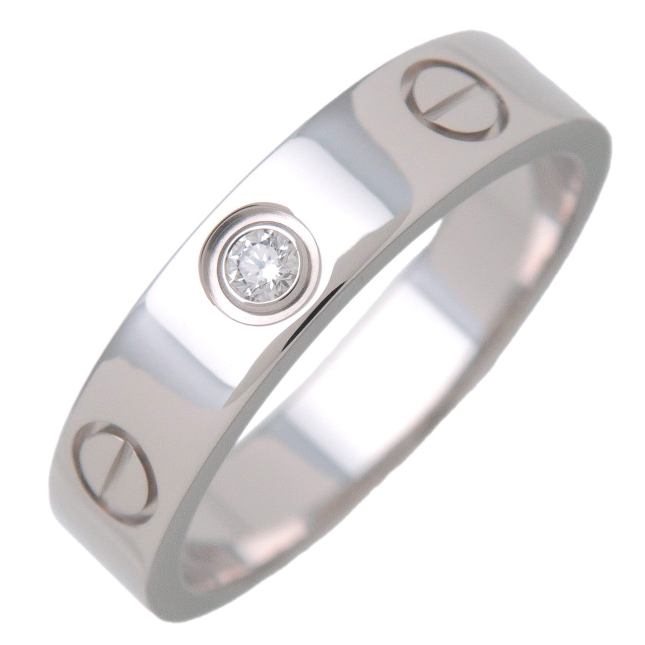 Cartier Mini Love 1P Diamond Ring K18 750WG White Gold #48 US4.5