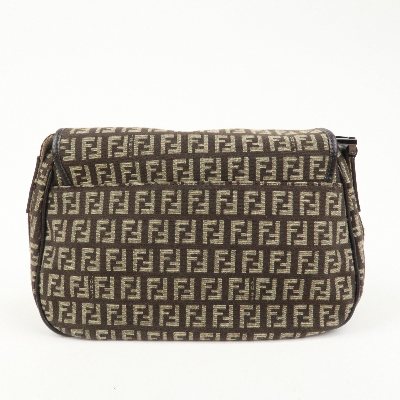 FENDI Zucchino Canvas Leather Shoulder Bag Crossbody Bag 8BR320