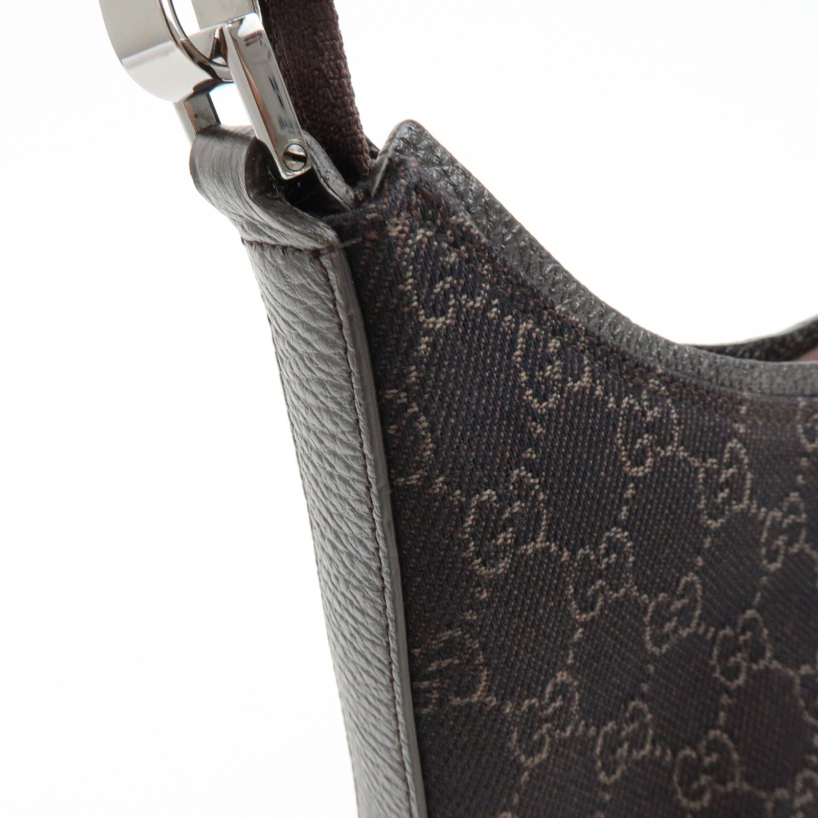 GUCCI GG Denim Leather Shoulder Bag Hand Bag Dark Brown 28335