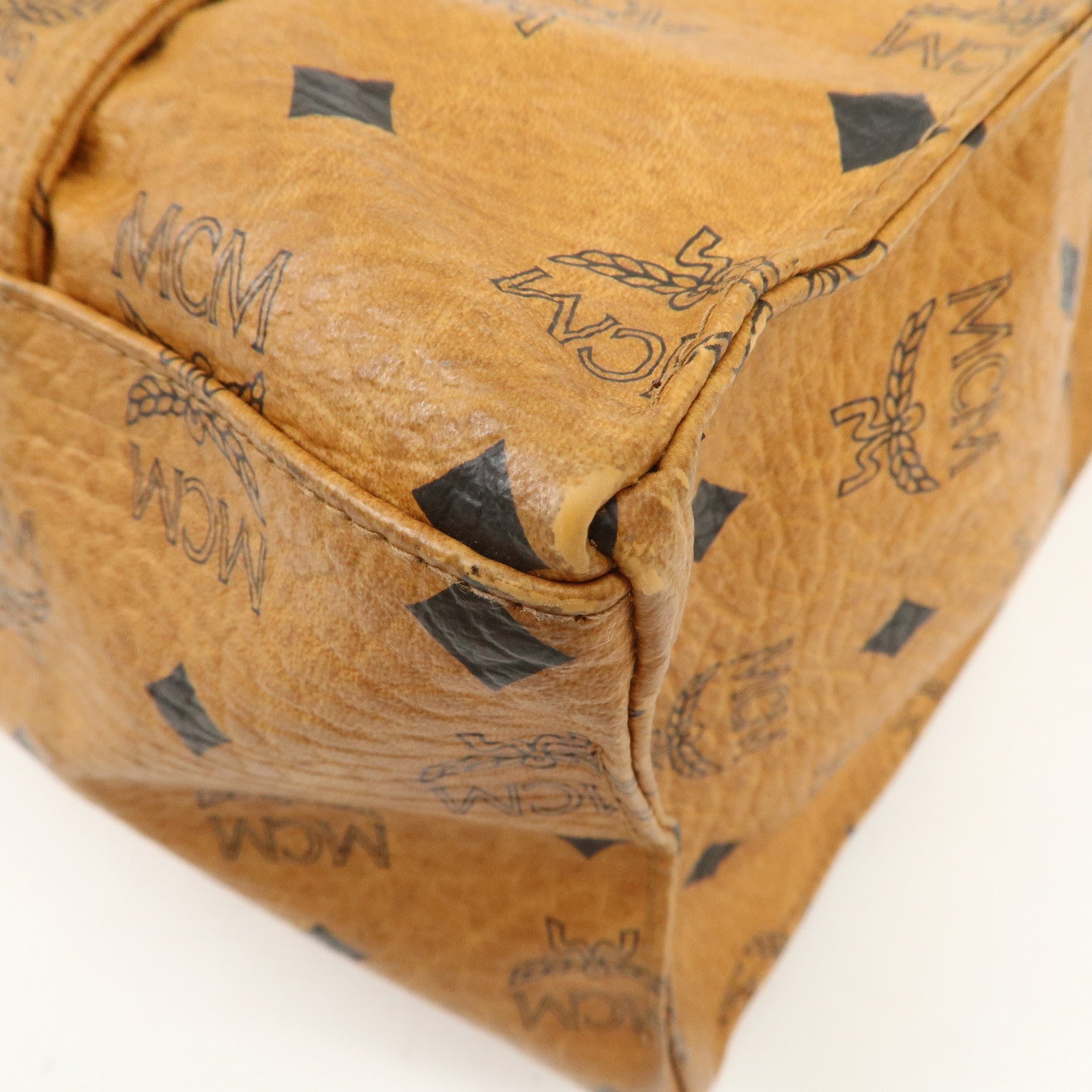 MCM Visetos Leather Shoulder Bag Tote Bag Brown