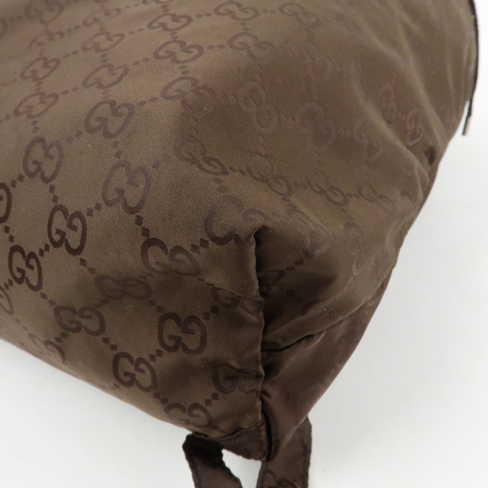 GUCCI GG Nylon Leather Backpack Brown 223670