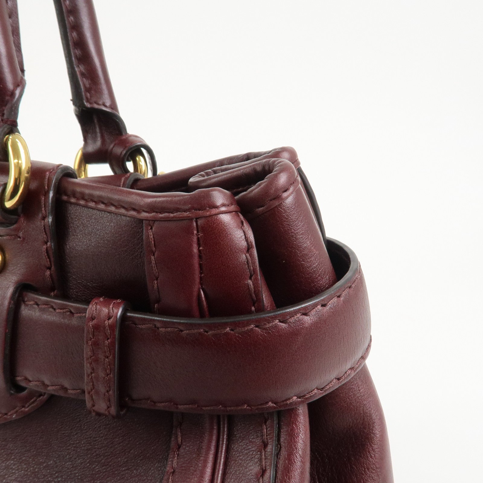 GUCCI GG Running Leather Tote Bag Hand Bag Wine Red 247183