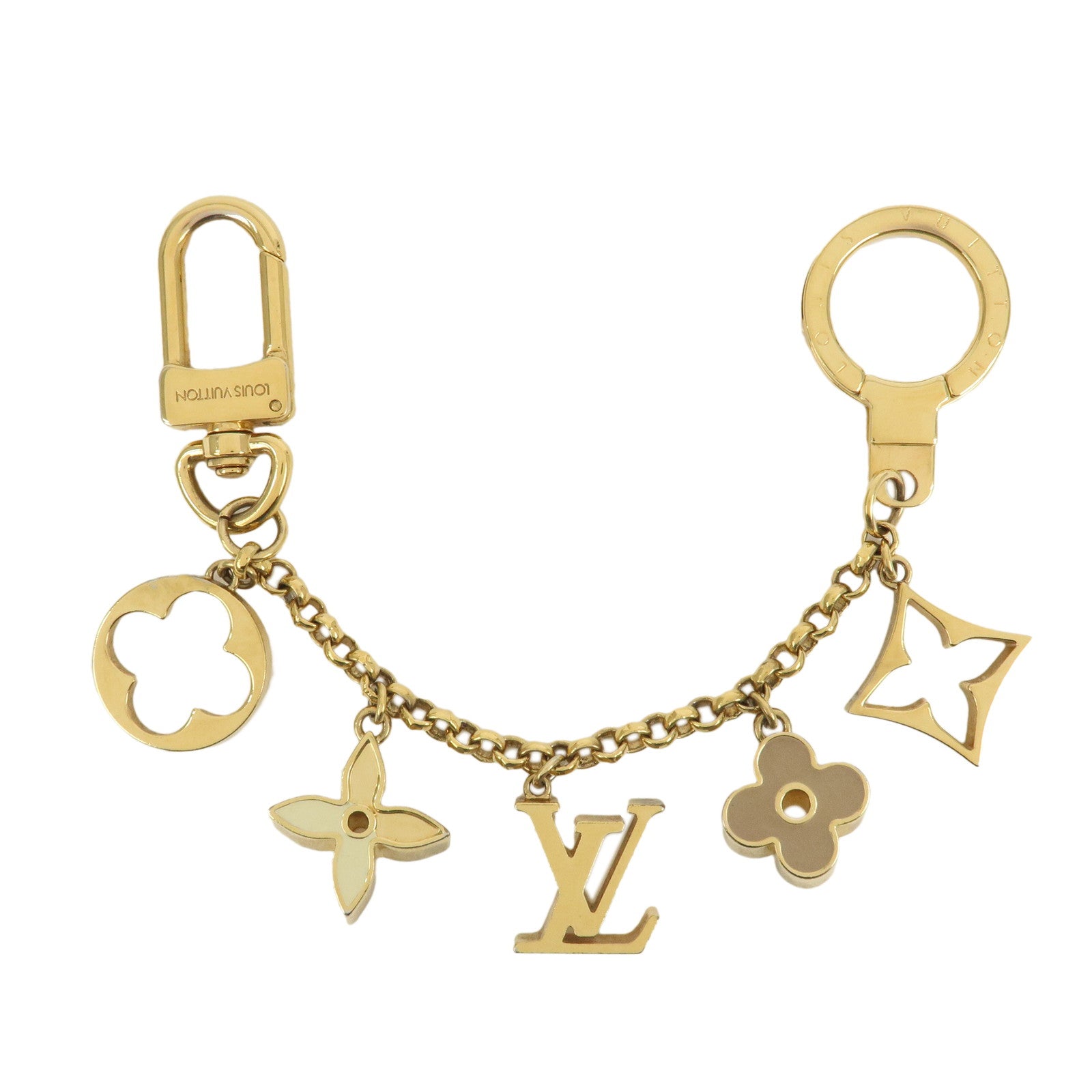 Louis Vuitton Fleur de Monogram Bag Charm Key Chain Gold M65111