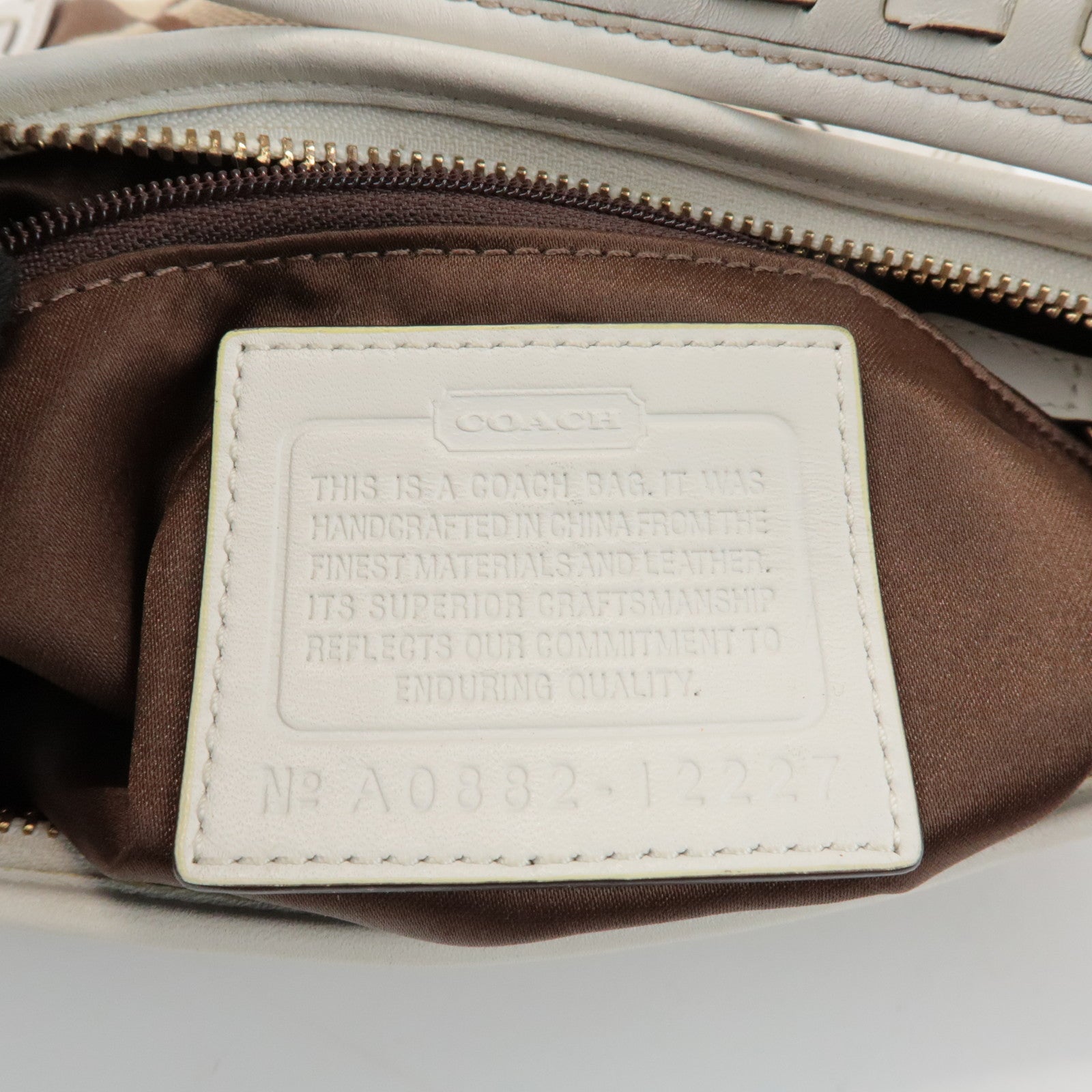 COACH Signature Canvas Leather Shoulder Bag Brown White