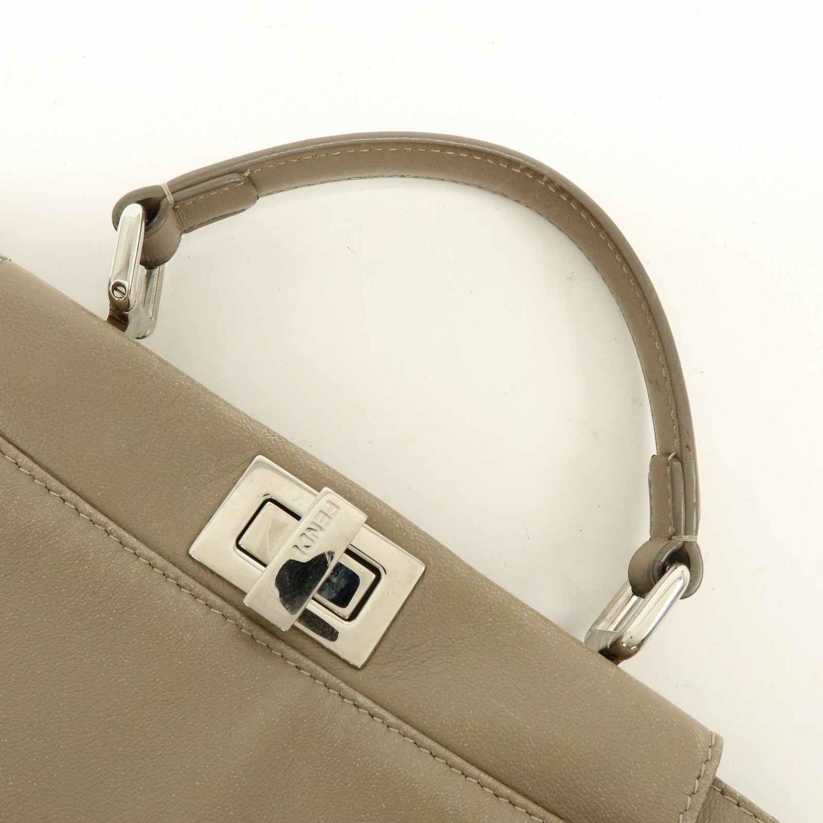 FENDI Mini Peekaboo 2Way Shoulder Bag Hand Bag Brown 8BN244