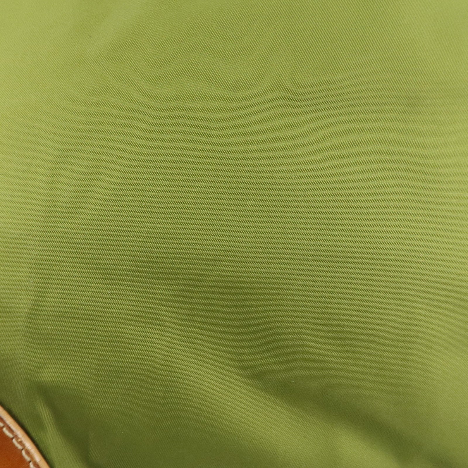 PRADA Triangle Logo Leather Nylon 2Way Tote Bag Brown Khaki