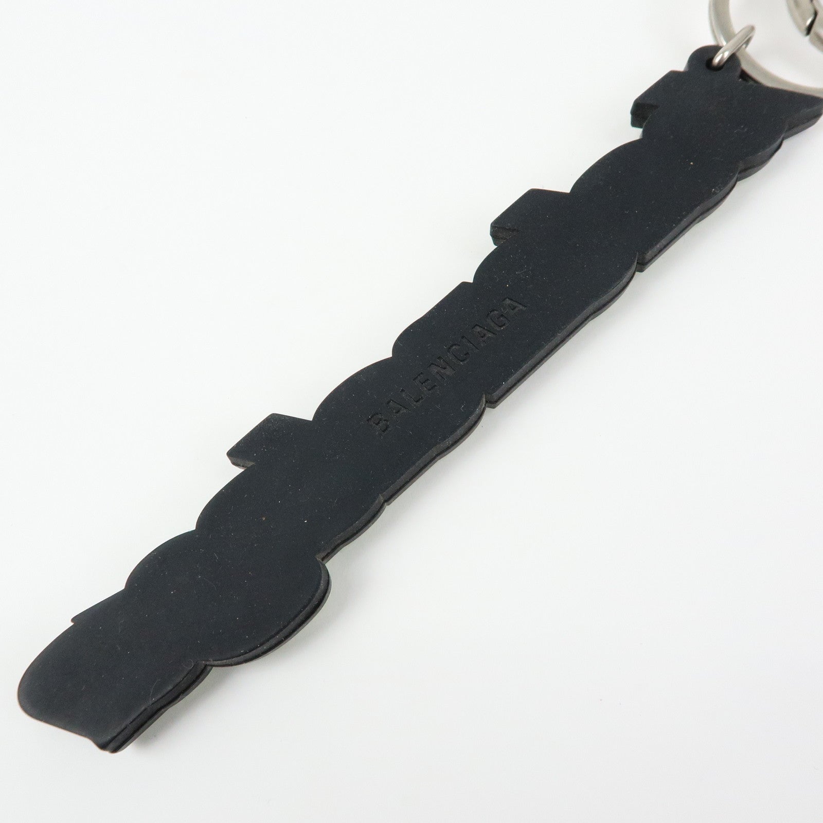 BALENCIAGA Logo Rubber Bag Charm Key Holder Green