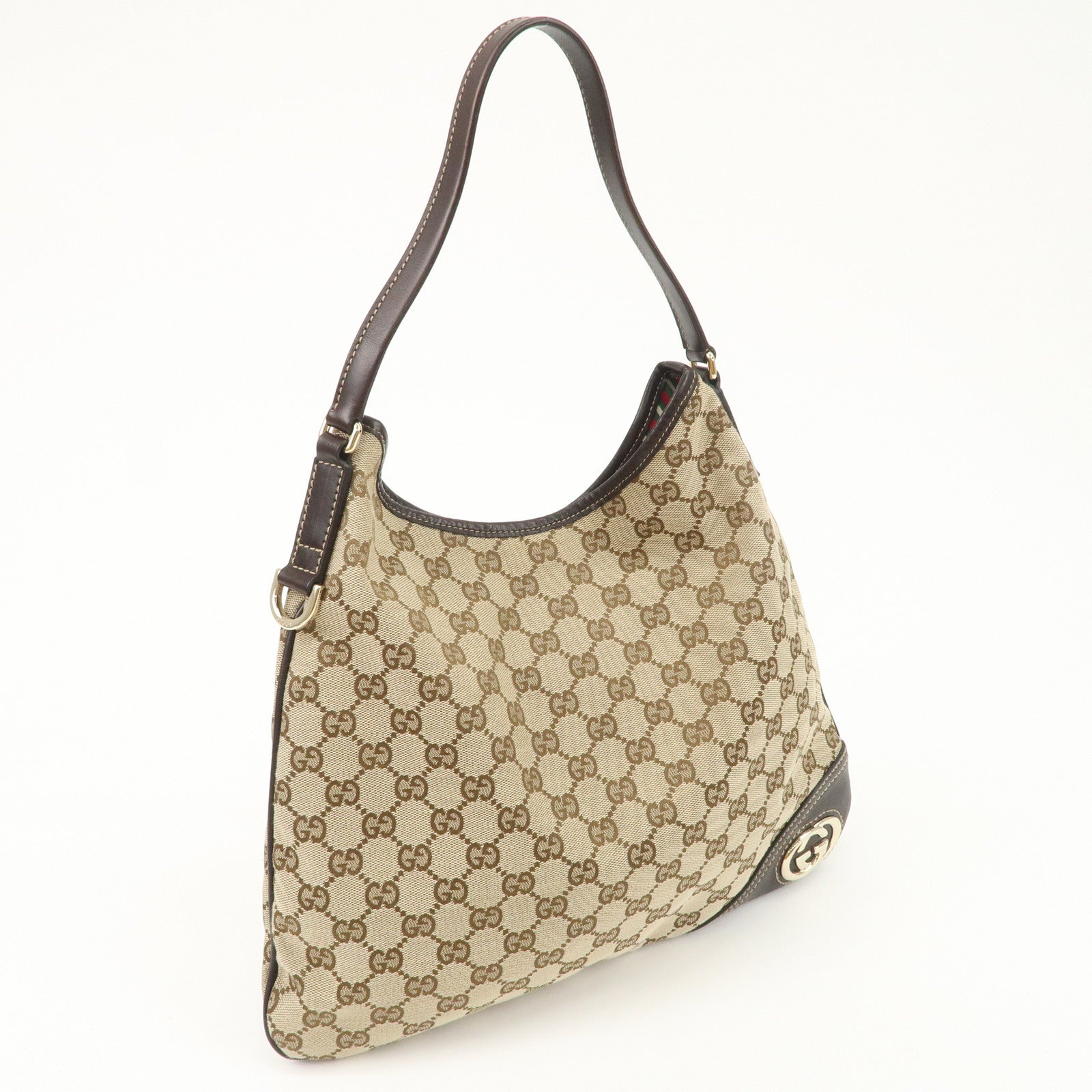 GUCCI New Britt GG Canvas Leather Shoulder Bag Beige Brown 169947