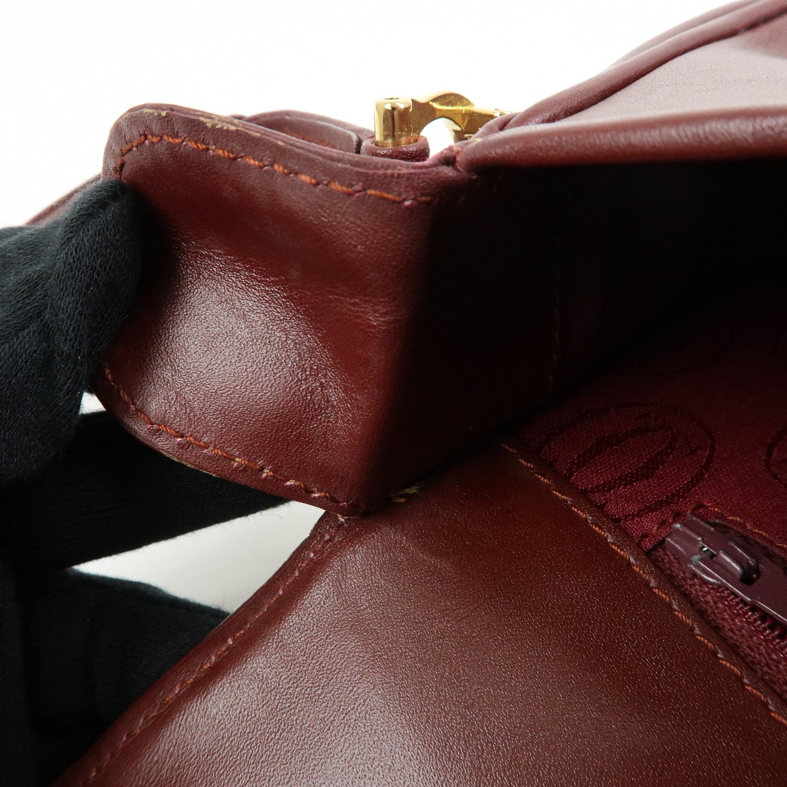 Cartier Must de Cartier Leather Shoulder Bag Crossbody Bag Bordeaux