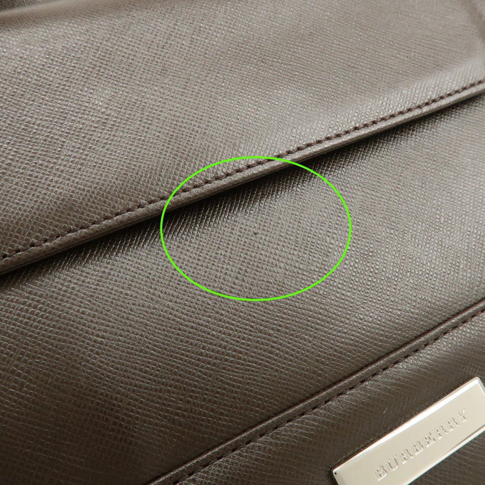 BURBERRY Logo Leather Hand Bag Brown