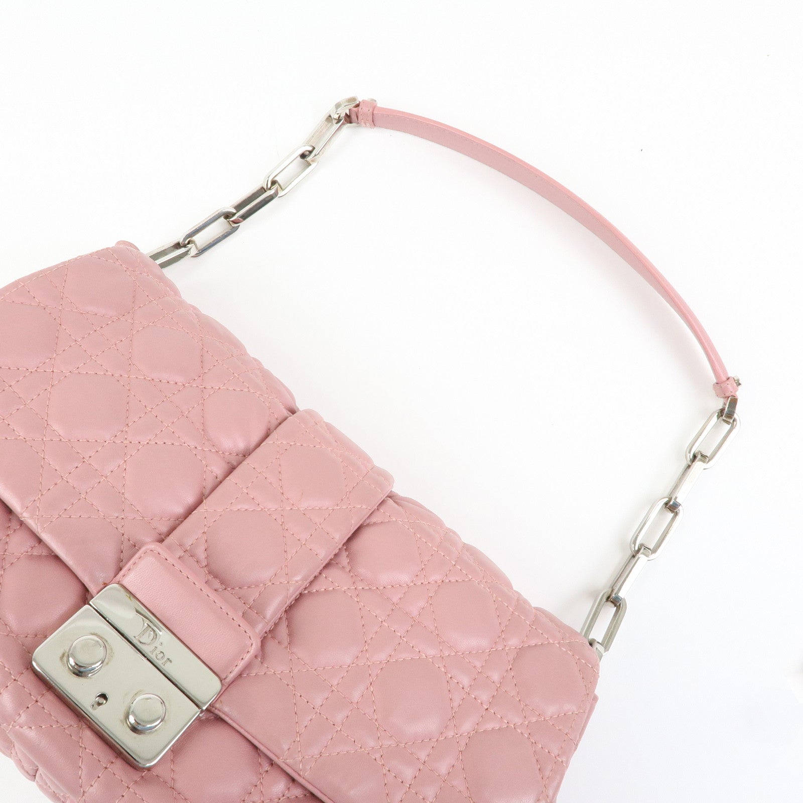 Christian Dior Canage New Lock Lamb Skin Shoulder Bag Hand Bag Pink