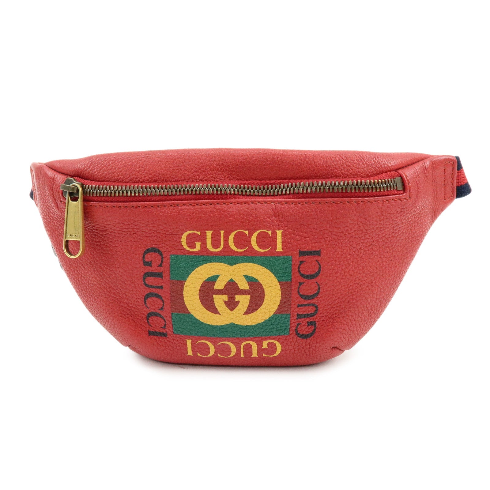 GUCCI Sherry Leather Waist Pouch Body Bag Red 527792