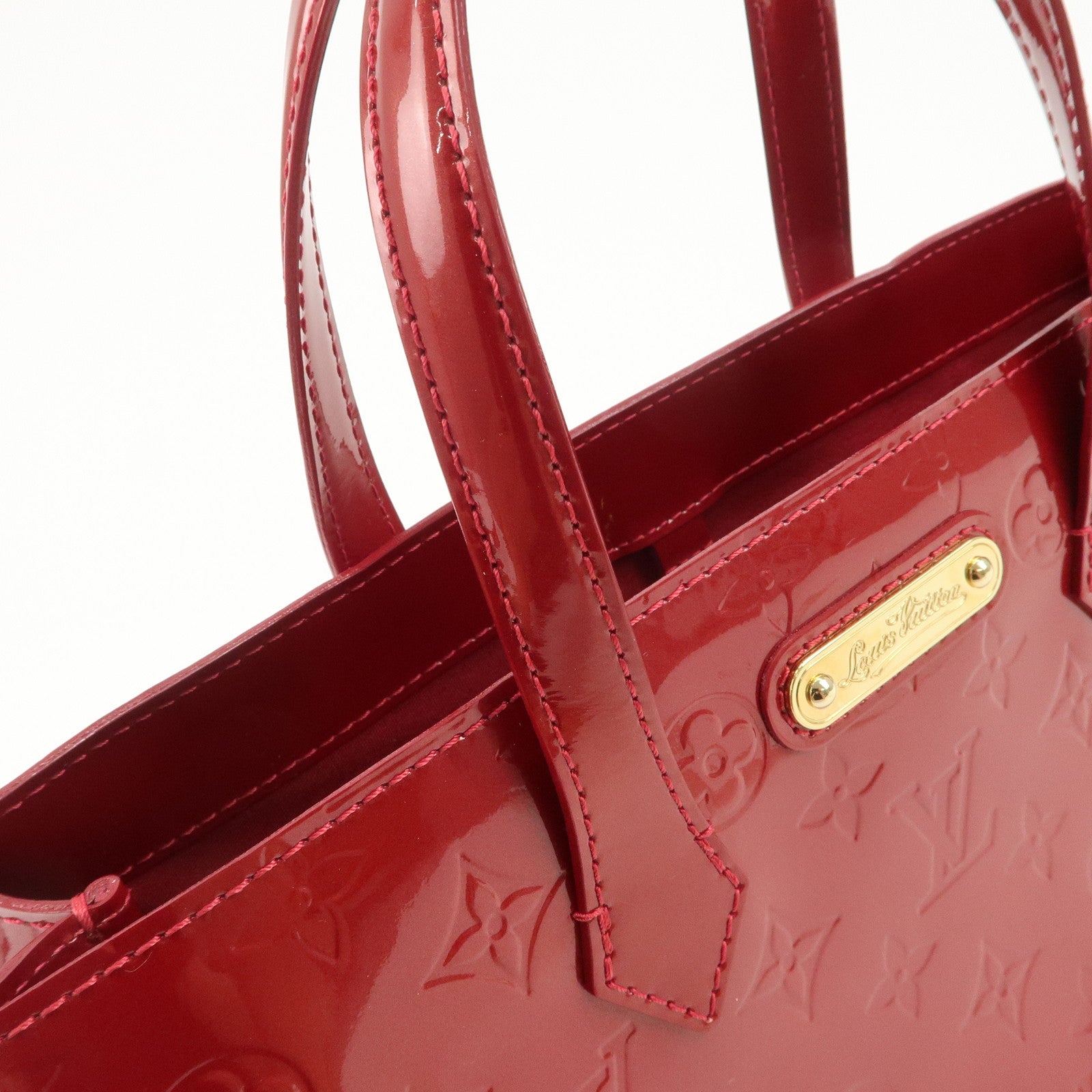 Louis Vuitton Monogram Vernis Wilshire PM Hand Bag Red M93642