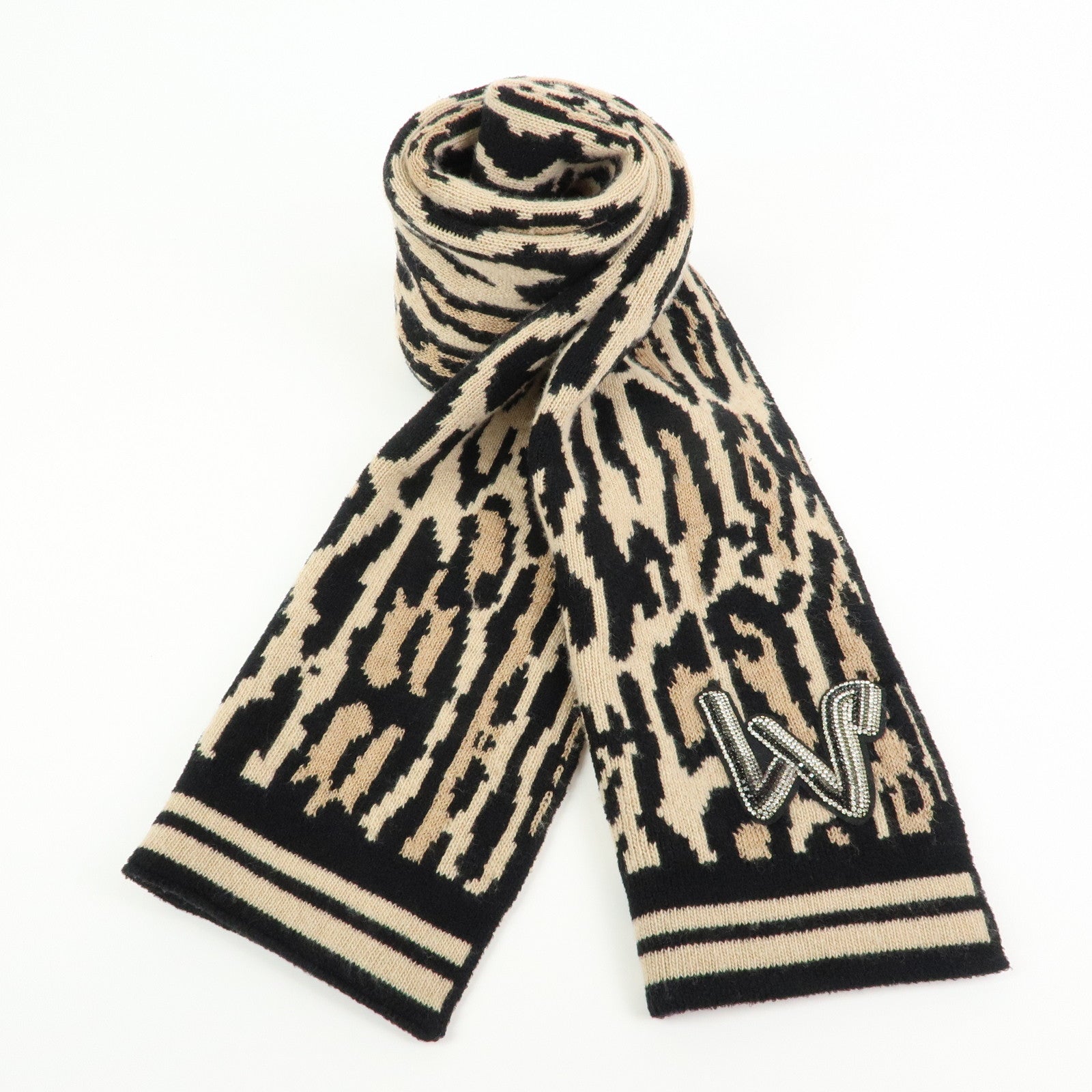 Louis Vuitton Écharpe Léogram Wool Rayon Cashmere Scarf Leoard