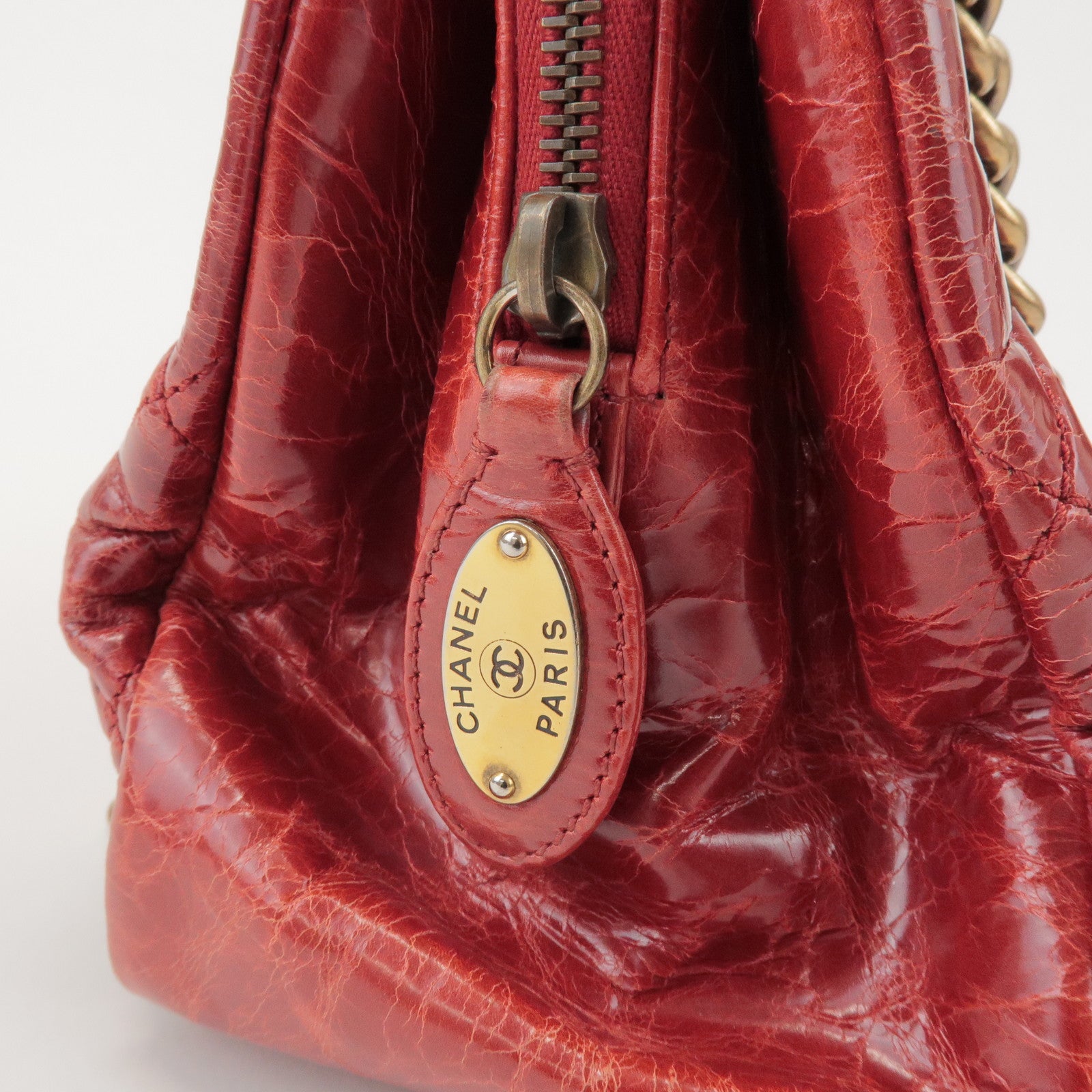 CHANEL CHANEL 2.55 Leather Chain Shoulder Bag Hand Bag Red