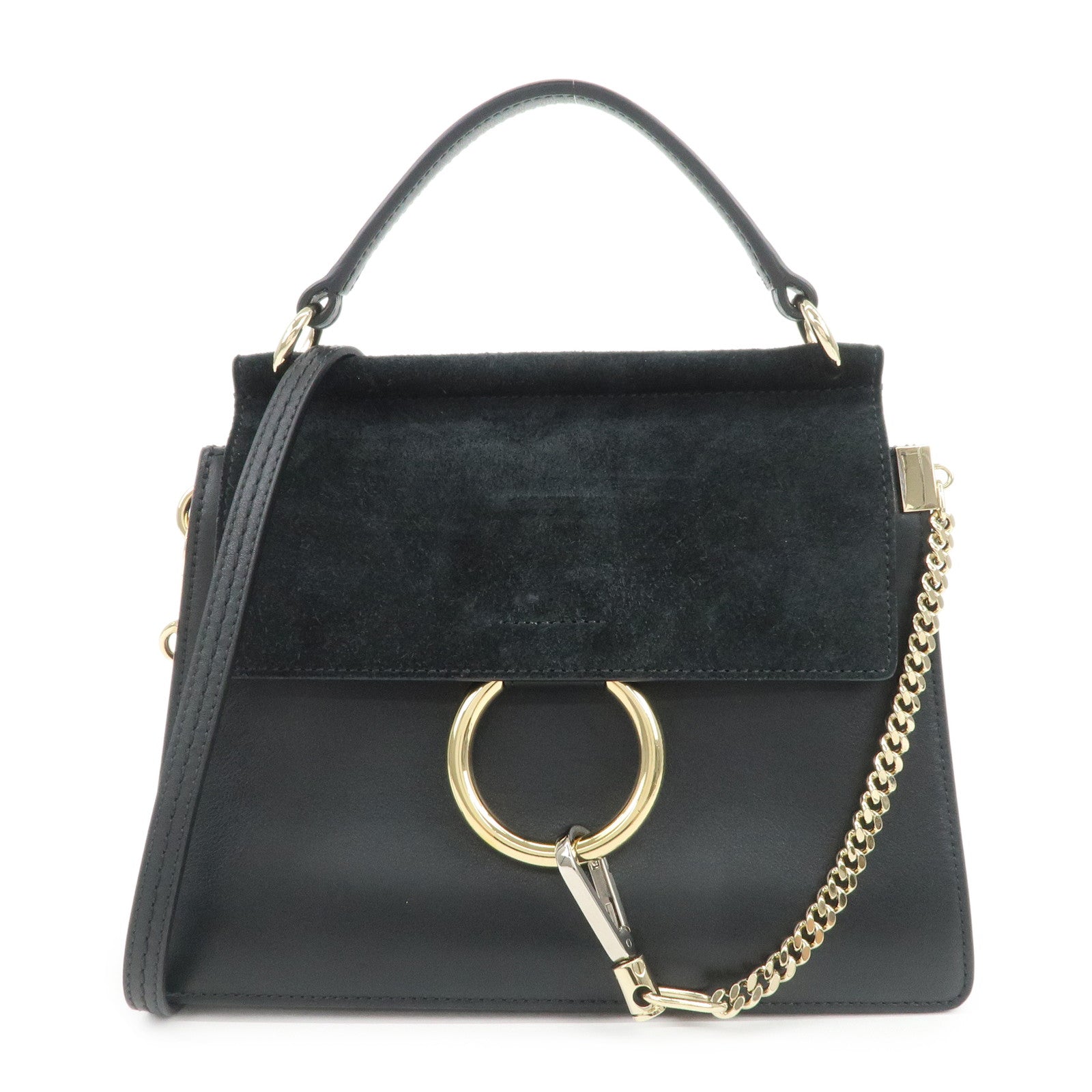 Chloe Faye Suede Leather 2Way Bag Hand Bag Shoulder Bag Black