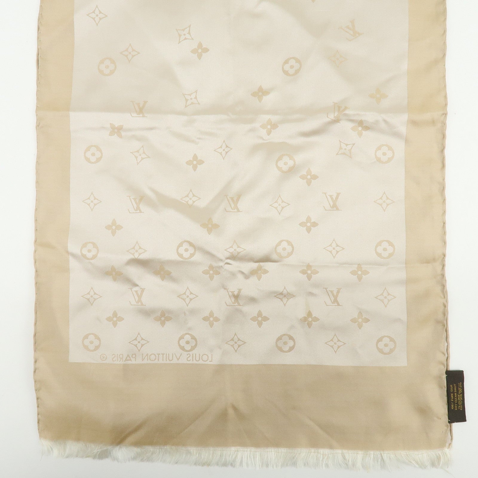 Louis Vuitton Monogram Echarpe Capri Silk 100% Scarf Beige M71051