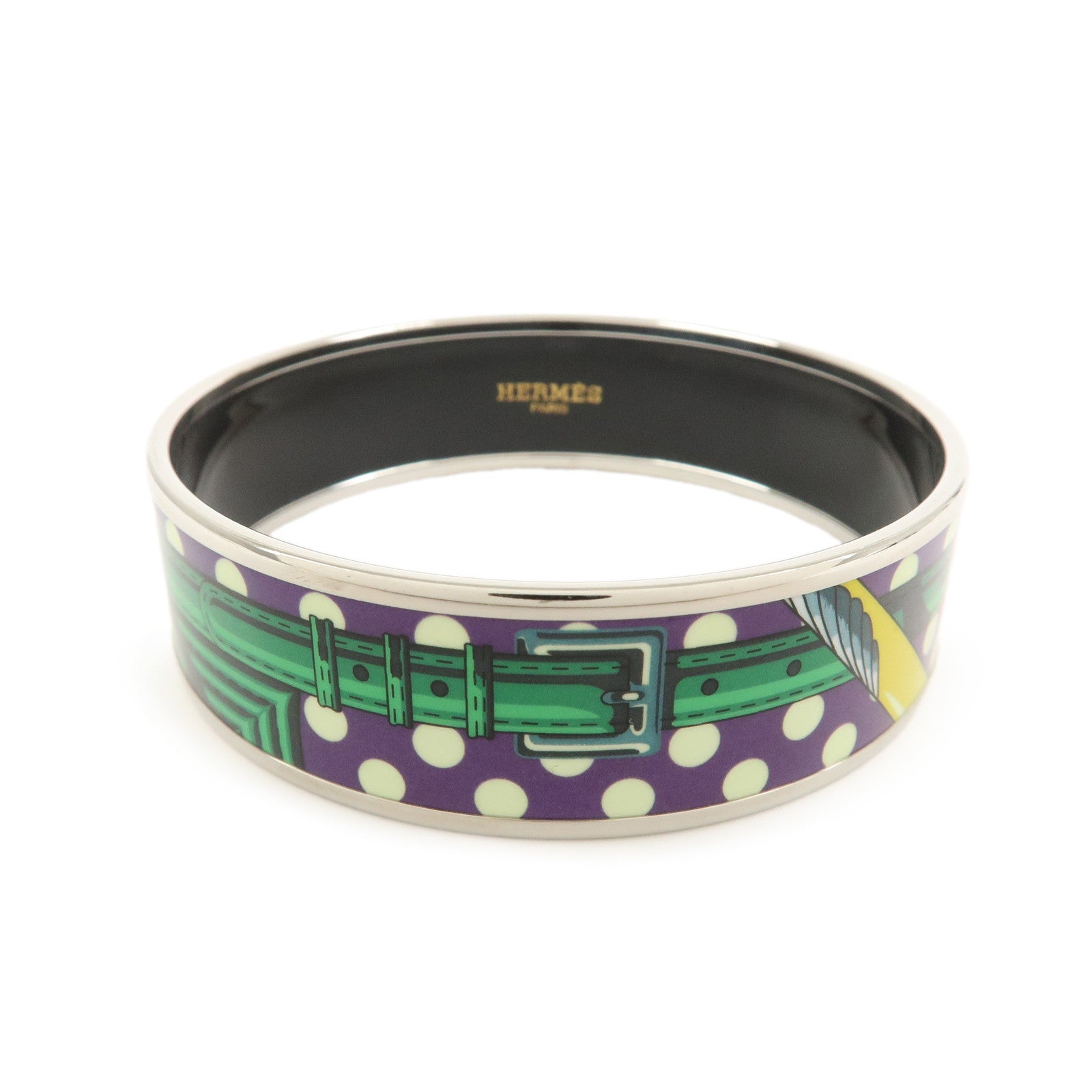 HERMES Email GM Bangle Bracelet Purple Yellow Red