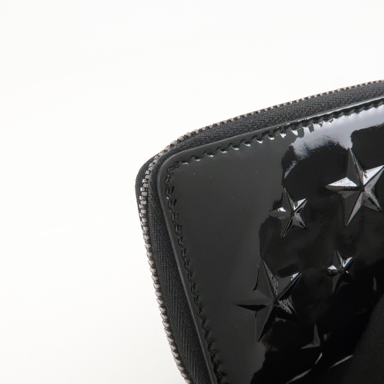 JIMMY CHOO Patent Leather Star Studs Coin Case Card Case Black