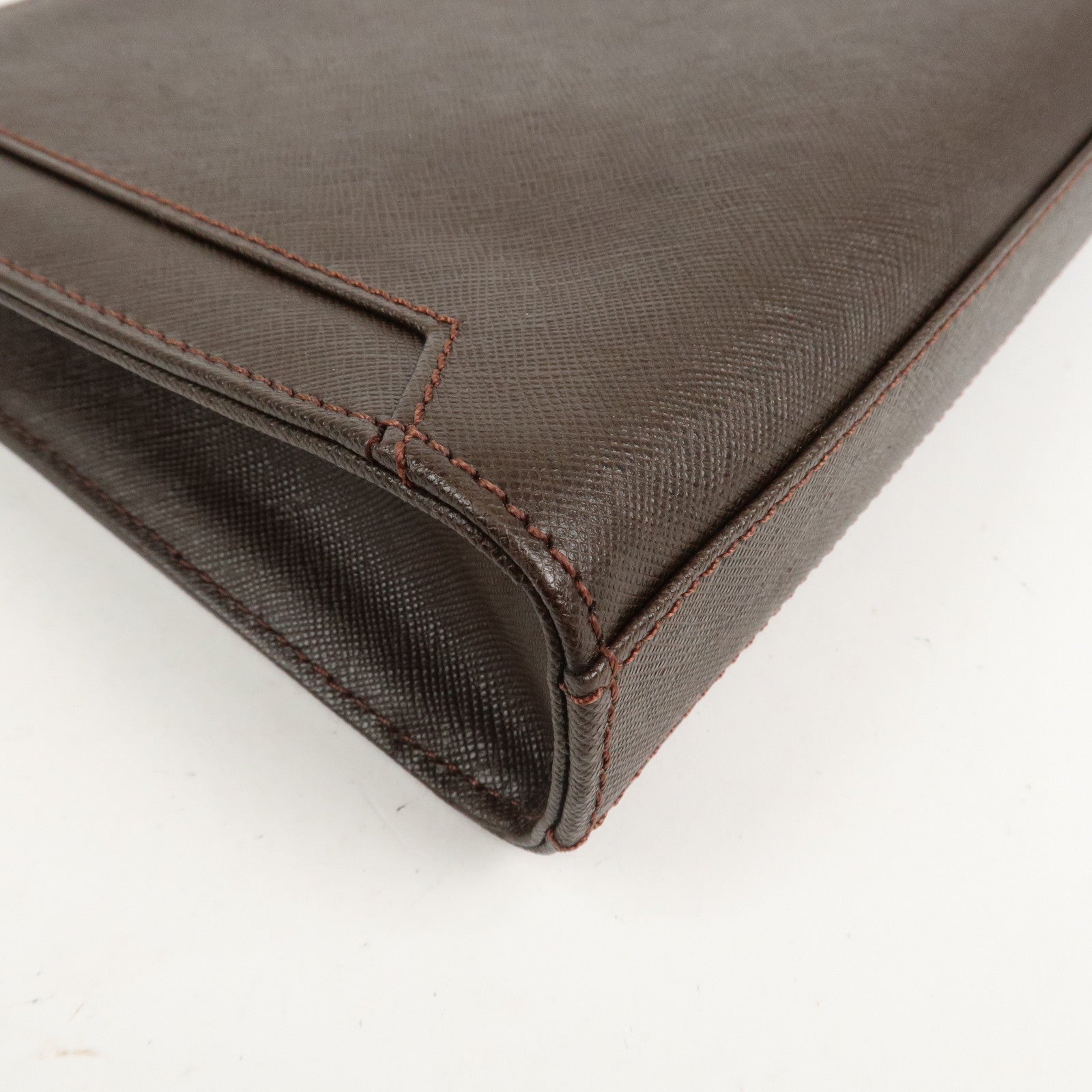 BURBERRY Leather Clutch Bag Hand Bag Pouch Brown