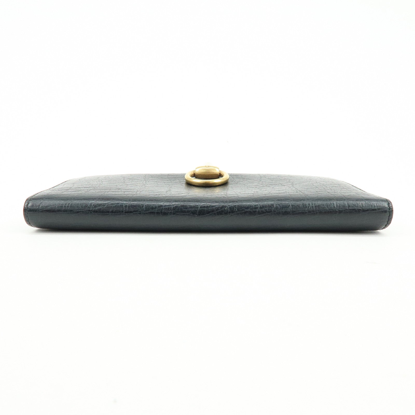GUCCI Horsebit 1955 Embossed Leather Long Wallet Black 101602
