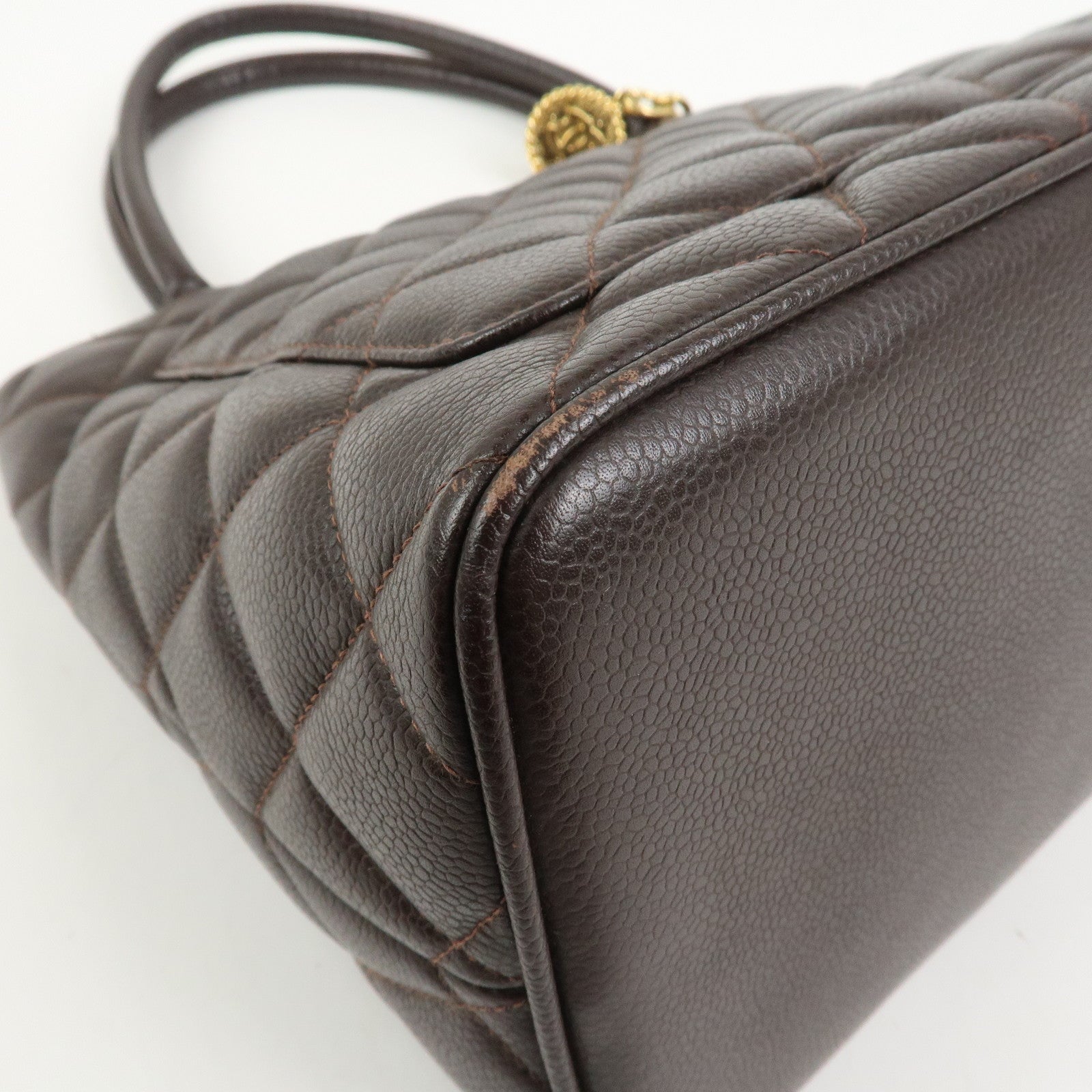 CHANEL Matelasse Caviarskin Medallion Tote Bag Hand Bag A01804