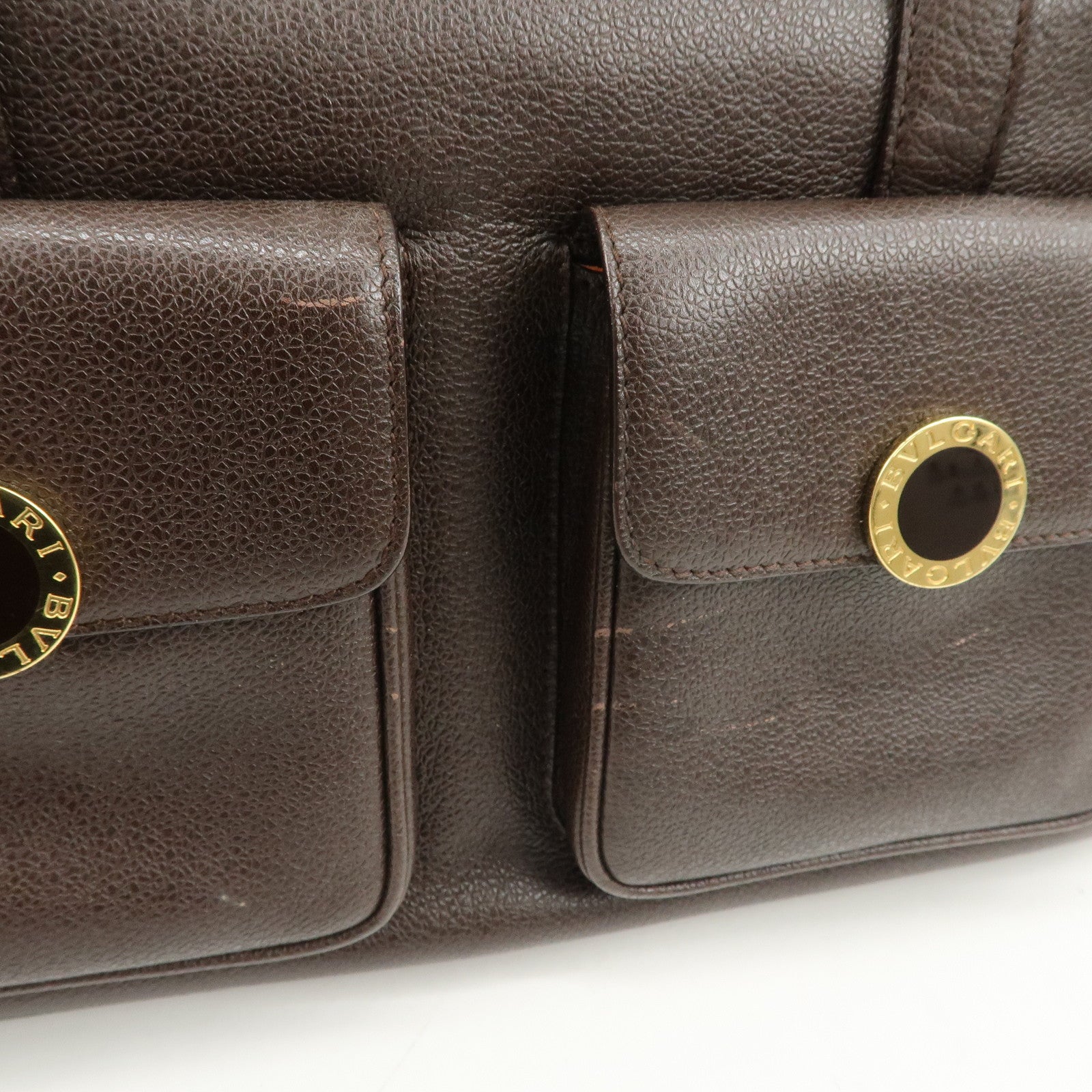 BVLGARI B-zero1 Leather Shoulder Bag Hand Bag Dark Brown