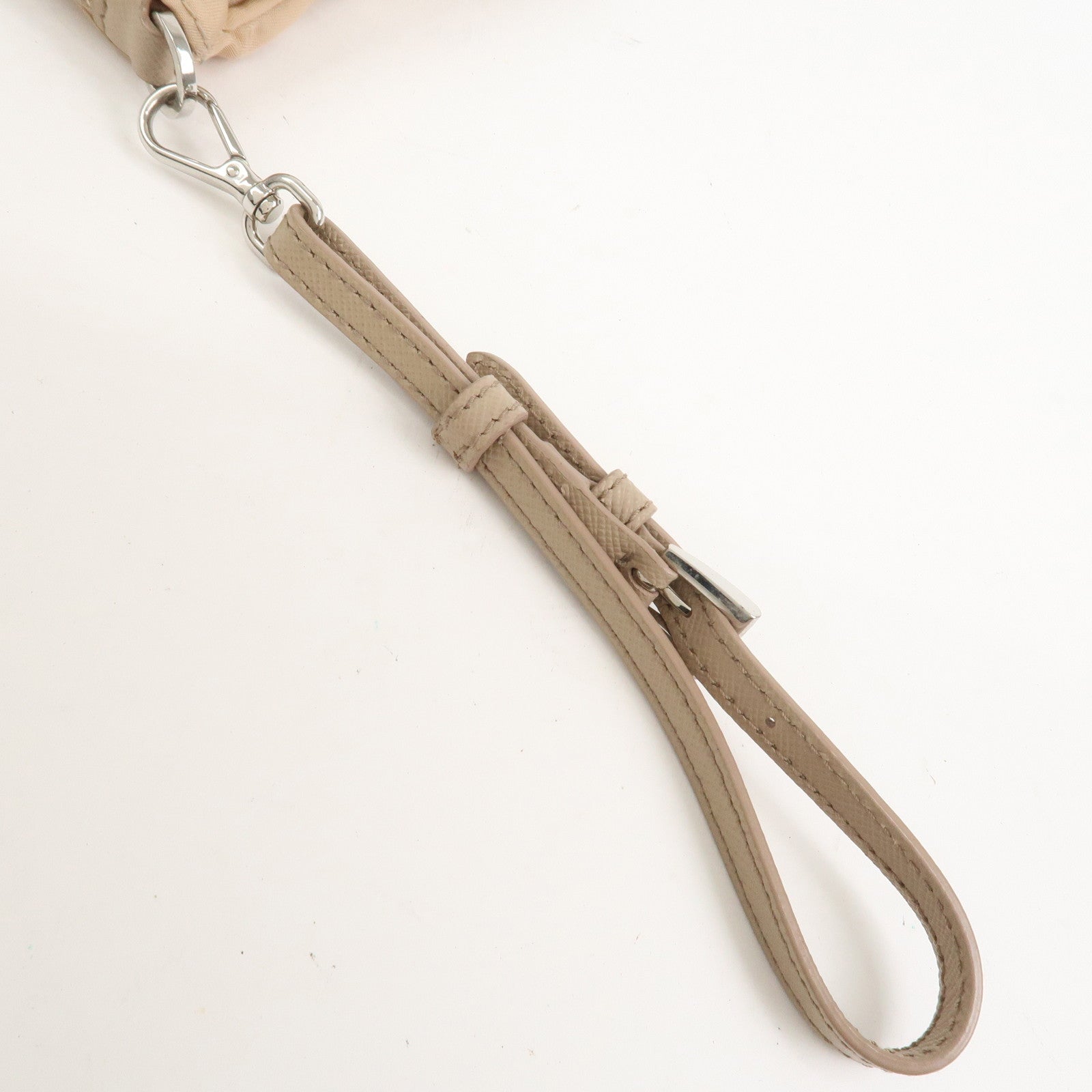 PRADA Triangle Logo TESSUTO Hand Bag Pouch Beige 1NH545